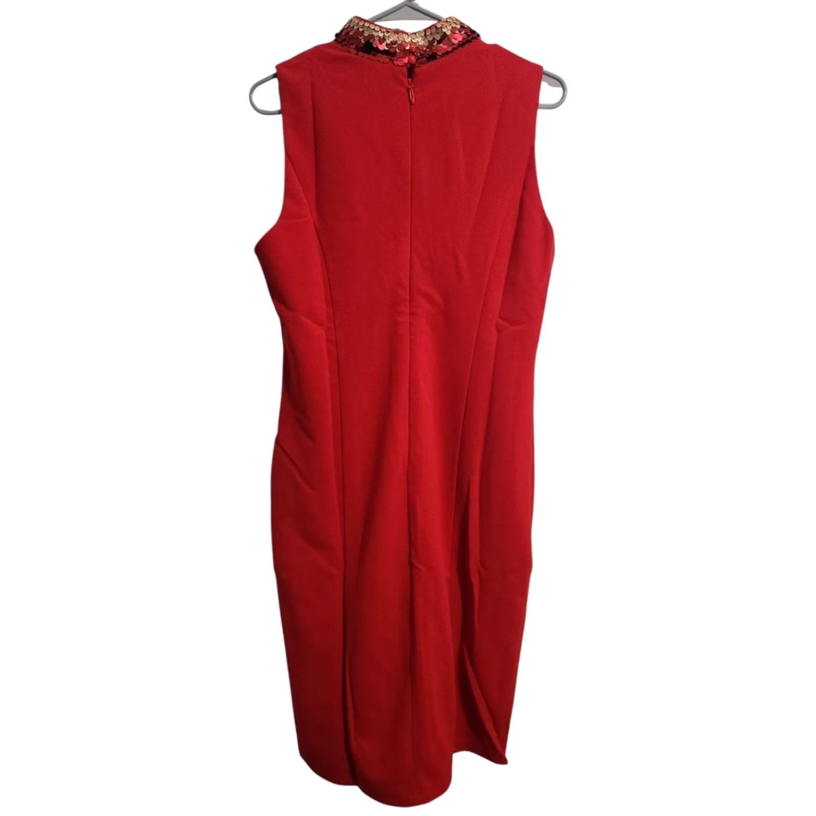 Vintage NY&C Womens L Sequin Trim Shift Tank Dress Red Sleeveless Lined New York Size L / US 10 / IT 46 - 2 Thumbnail