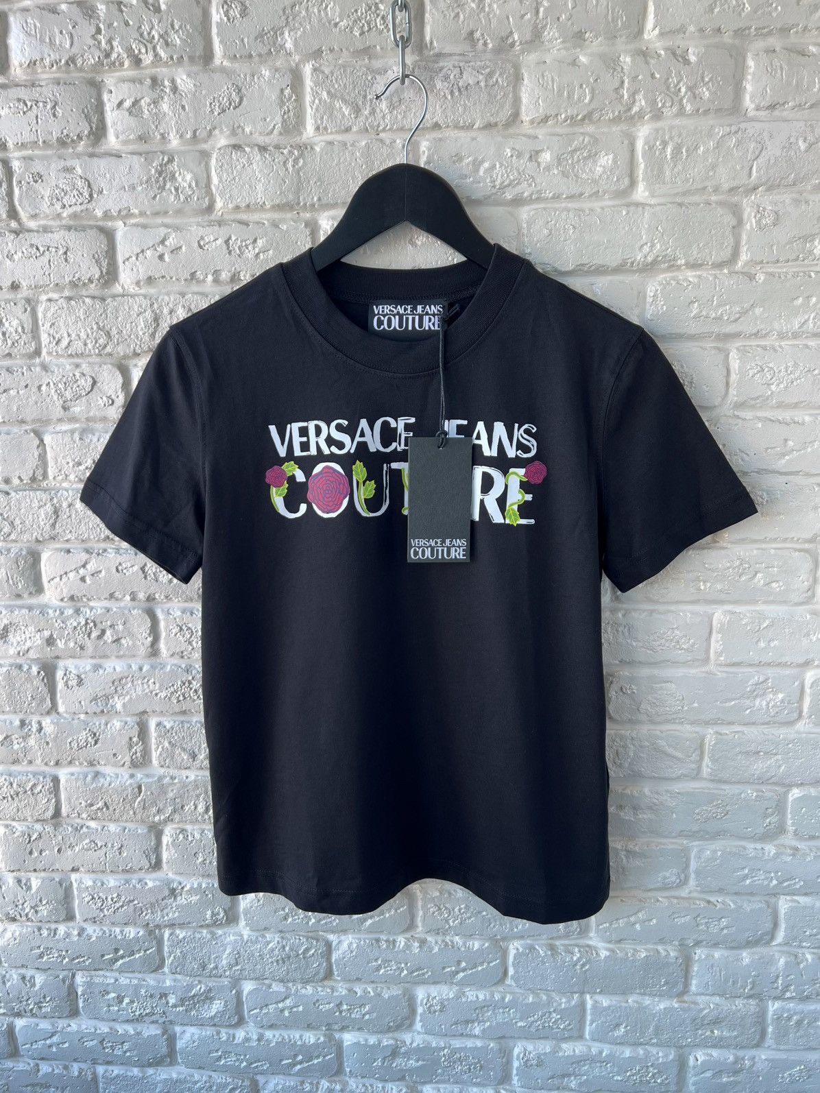 Versace Jeans Couture Versace Big Floral Logo T-Shirt Tee Size M / US 6-8 / IT 42-44 - 1 Thumbnail