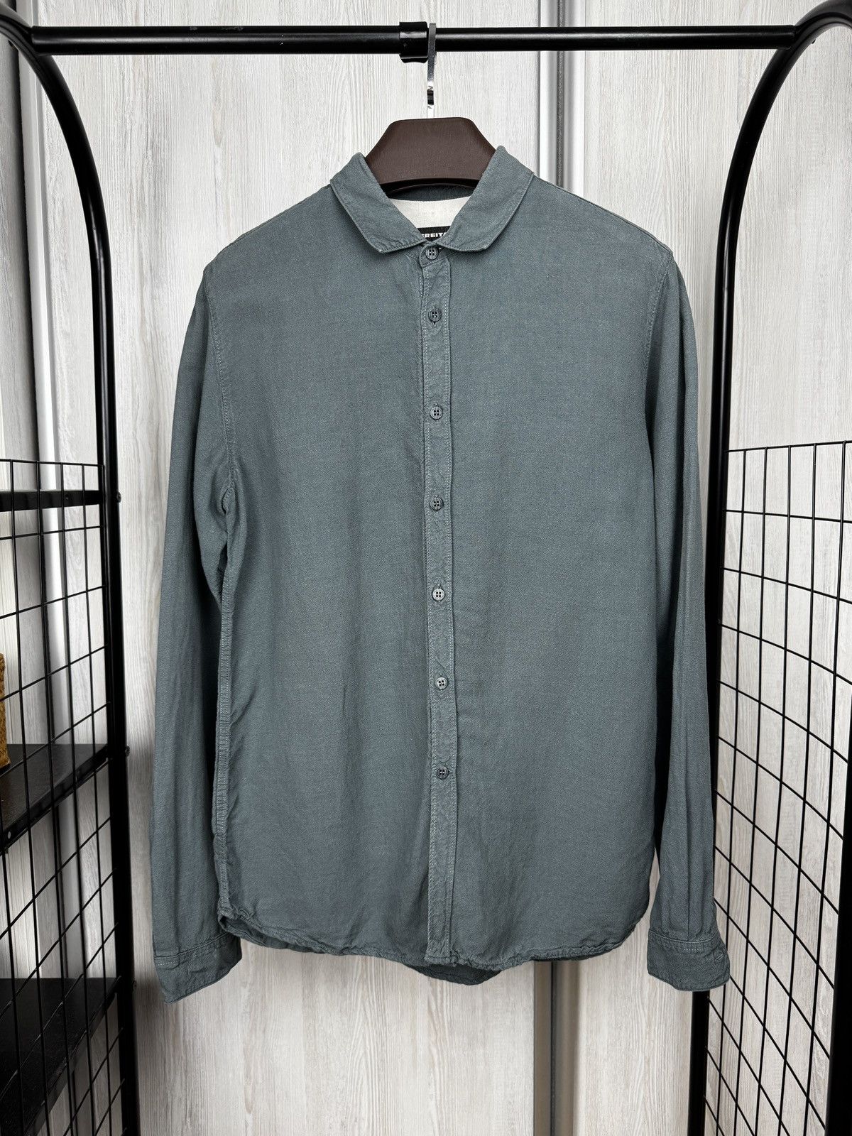 Freitag Freitag Green-Grey Linen Modal E783 Mens Shirt Size US L / EU 52-54 / 3 - 1 Thumbnail