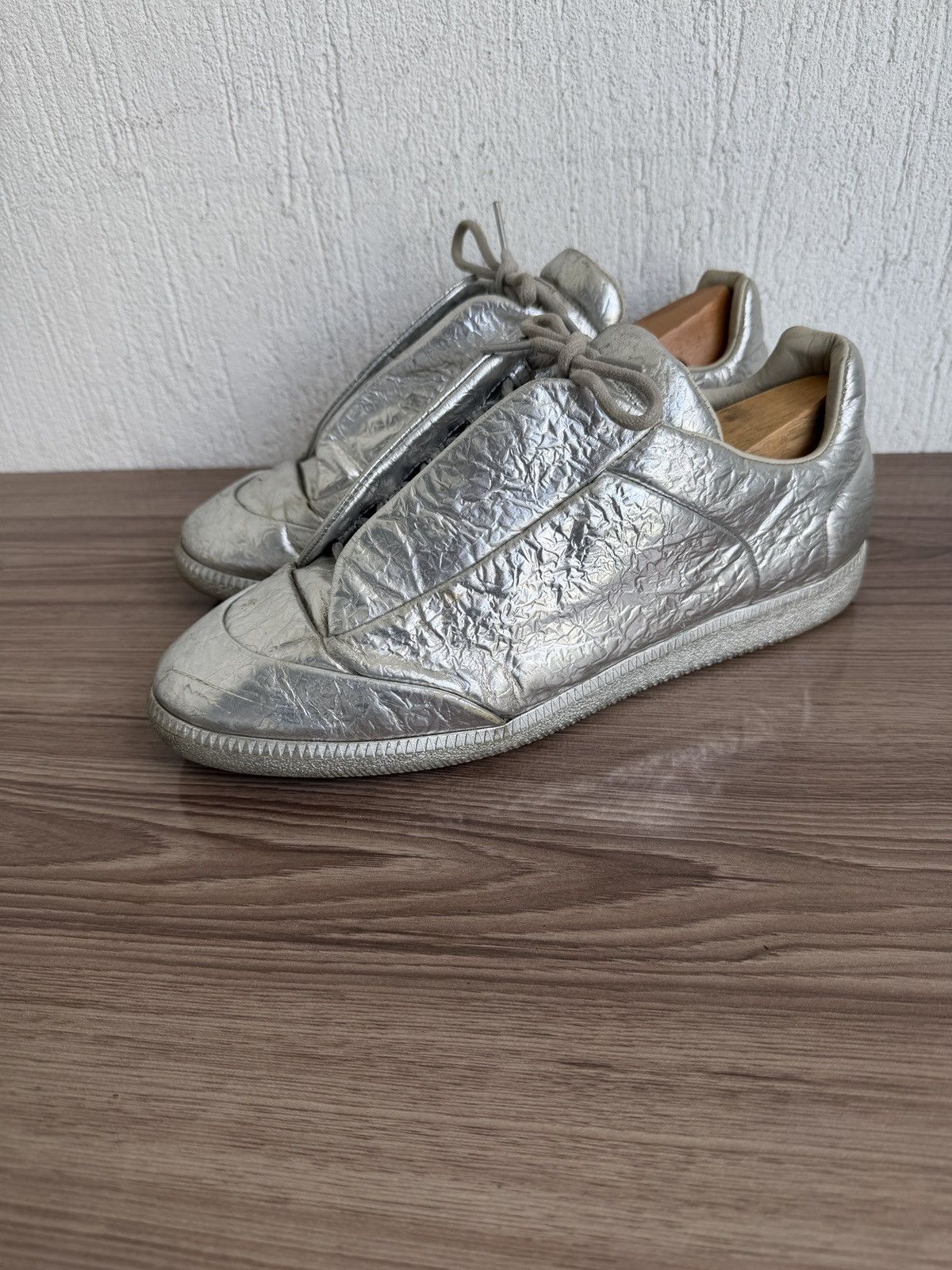 Maison Margiela crinkled metallic silver Future low Size US 11.5 / EU 44-45 - 1 Thumbnail