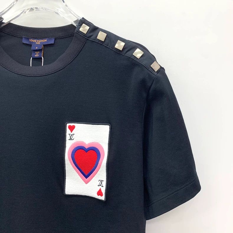 Louis Vuitton Louis Vuitton Black Love Embroidered Cotton Crew Neck Shor Size S / US 4 / IT 40 - 3 Thumbnail