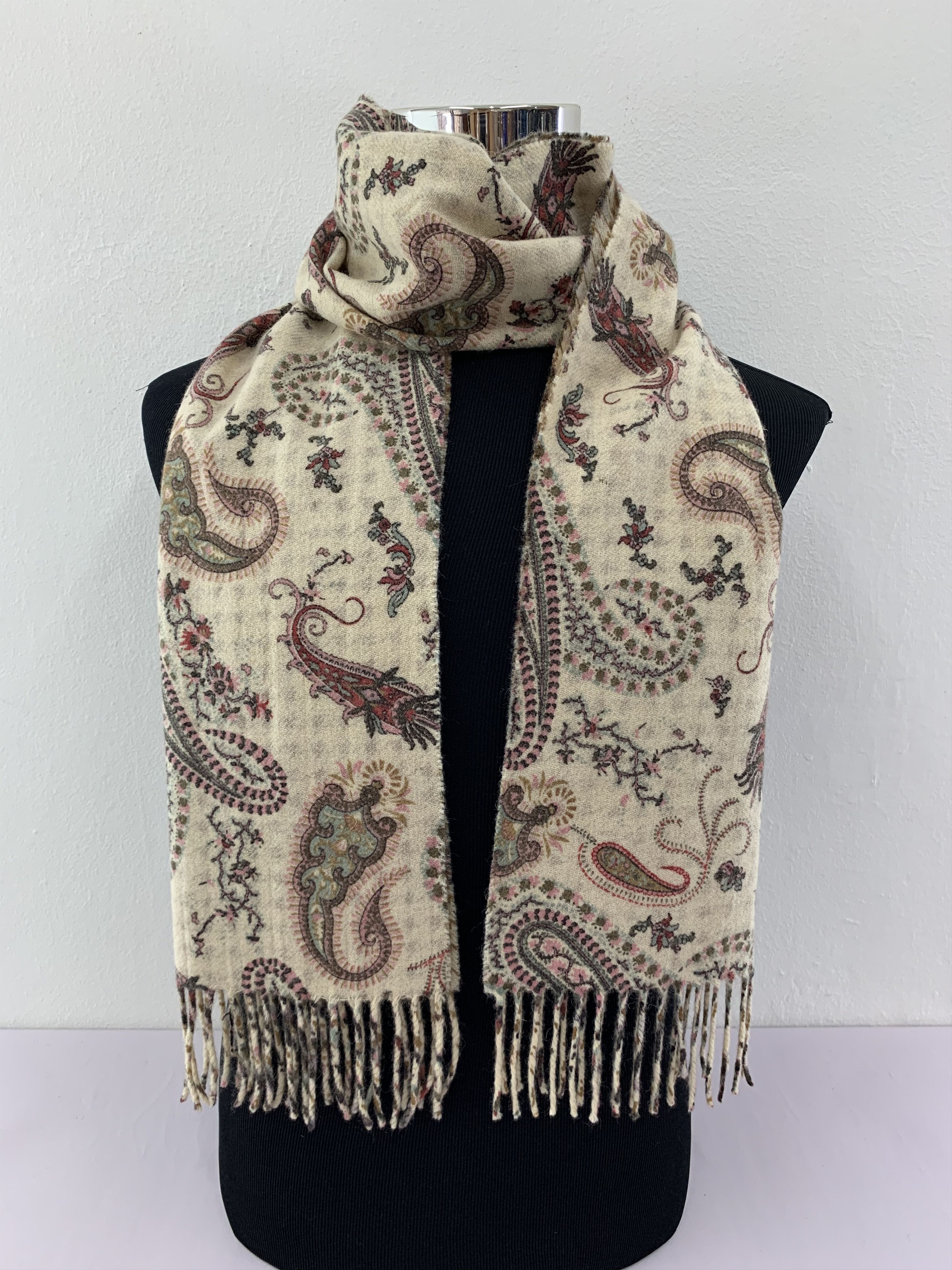 Vintage Winter Scarf Muffler Paisley Houndstooth Pattern BL4086 Size ONE SIZE - 2 Thumbnail