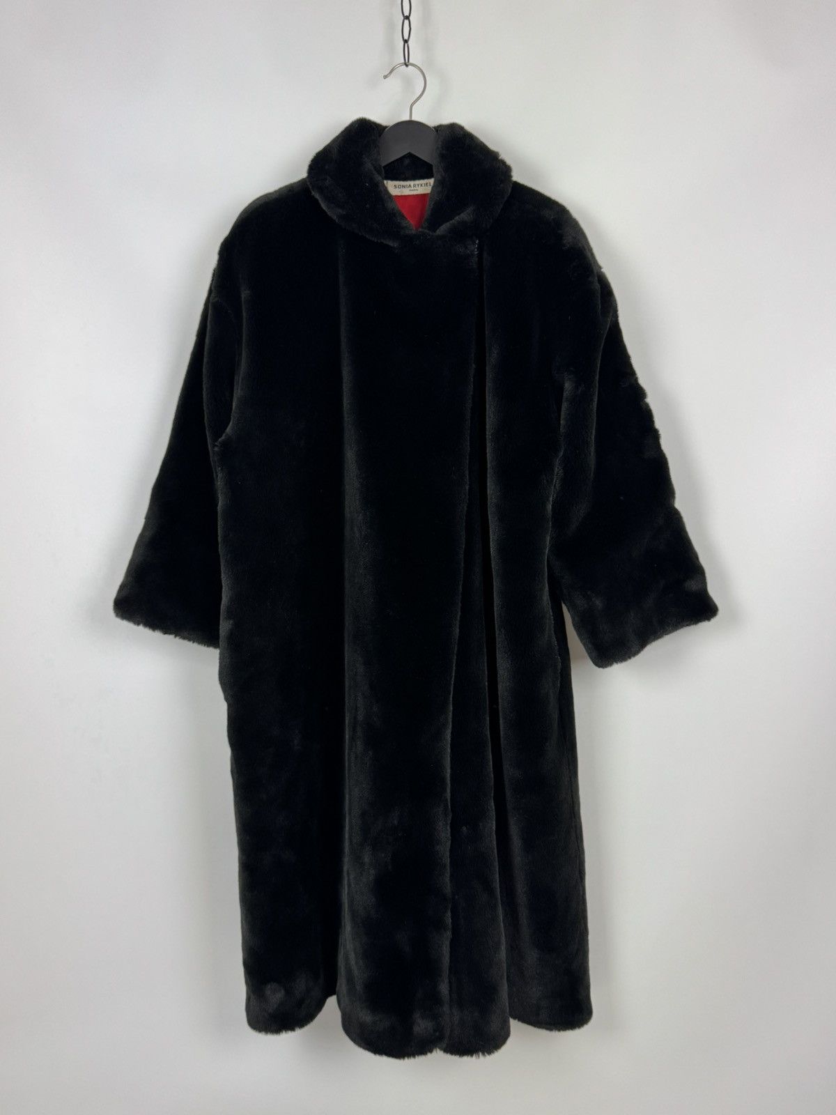 Sonia Rykiel Sonia Rykiel Paris Faux-Fur Maxi Length Black Overcoat Size ONE SIZE - 4 Thumbnail