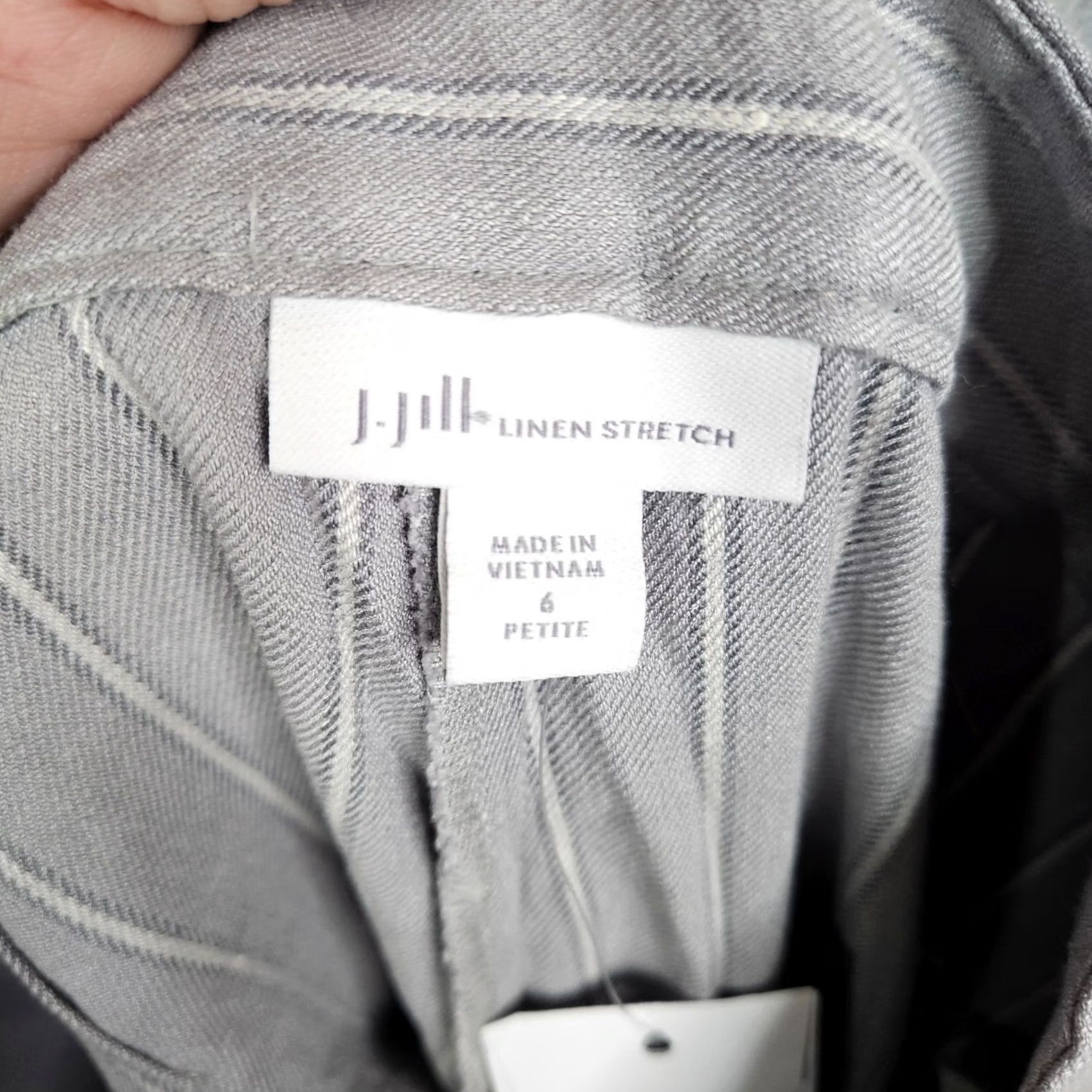 J. Jill J.JILL Linen Stretch Gray Stripes Straight Leg Pant Petite Size 6 NEW Size 28" / US 6 / IT 42 - 5 Thumbnail