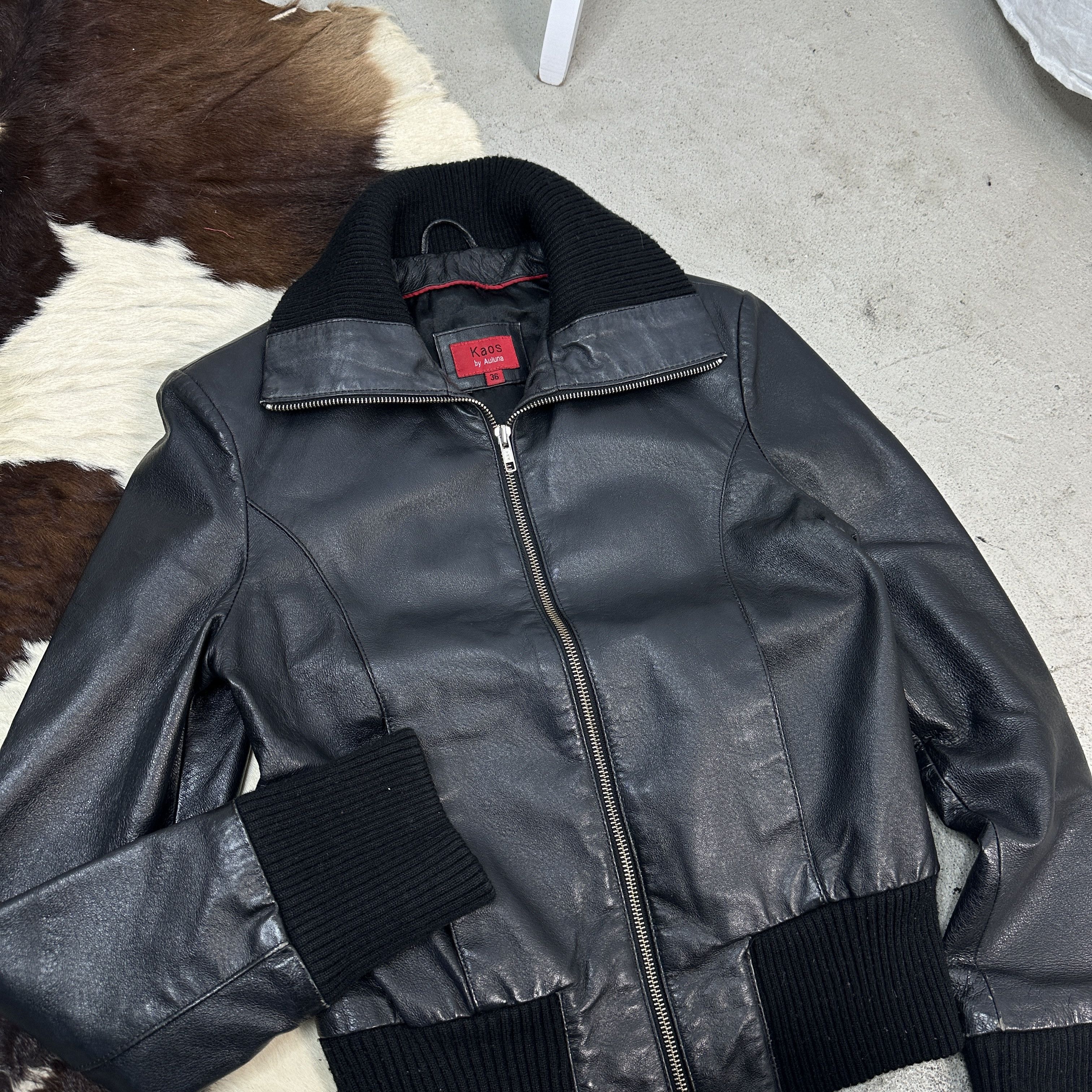 Vintage Vintage Moto Biker Grunge Y2K Big Collar Leather Jacket Size US S / EU 44-46 / 1 - 2 Thumbnail
