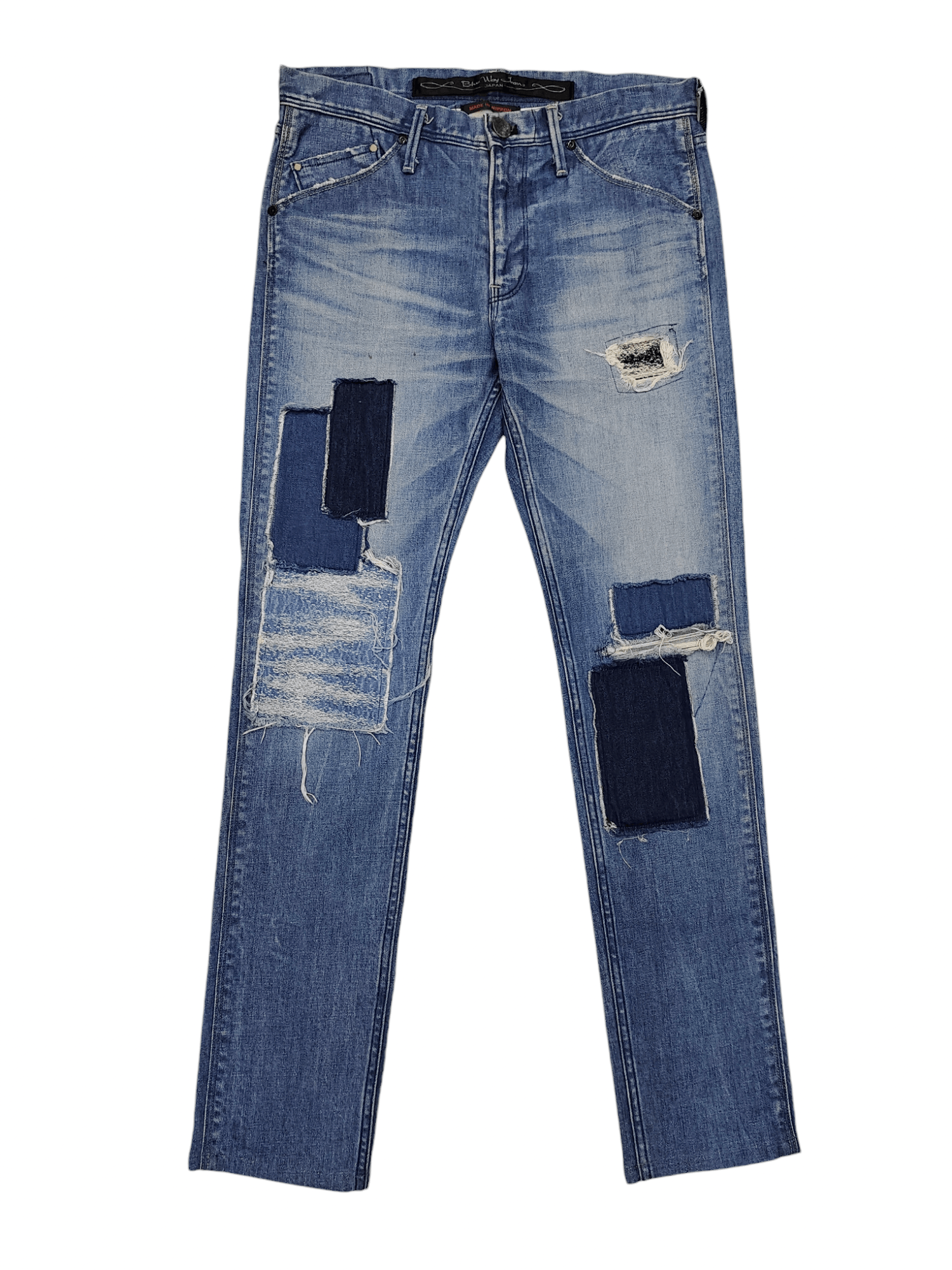 If Six Was Nine Blue Way🇯🇵 Repair Panel Pacthwork Distressed Slim Jeans Size US 30 / EU 46 - 2 Thumbnail