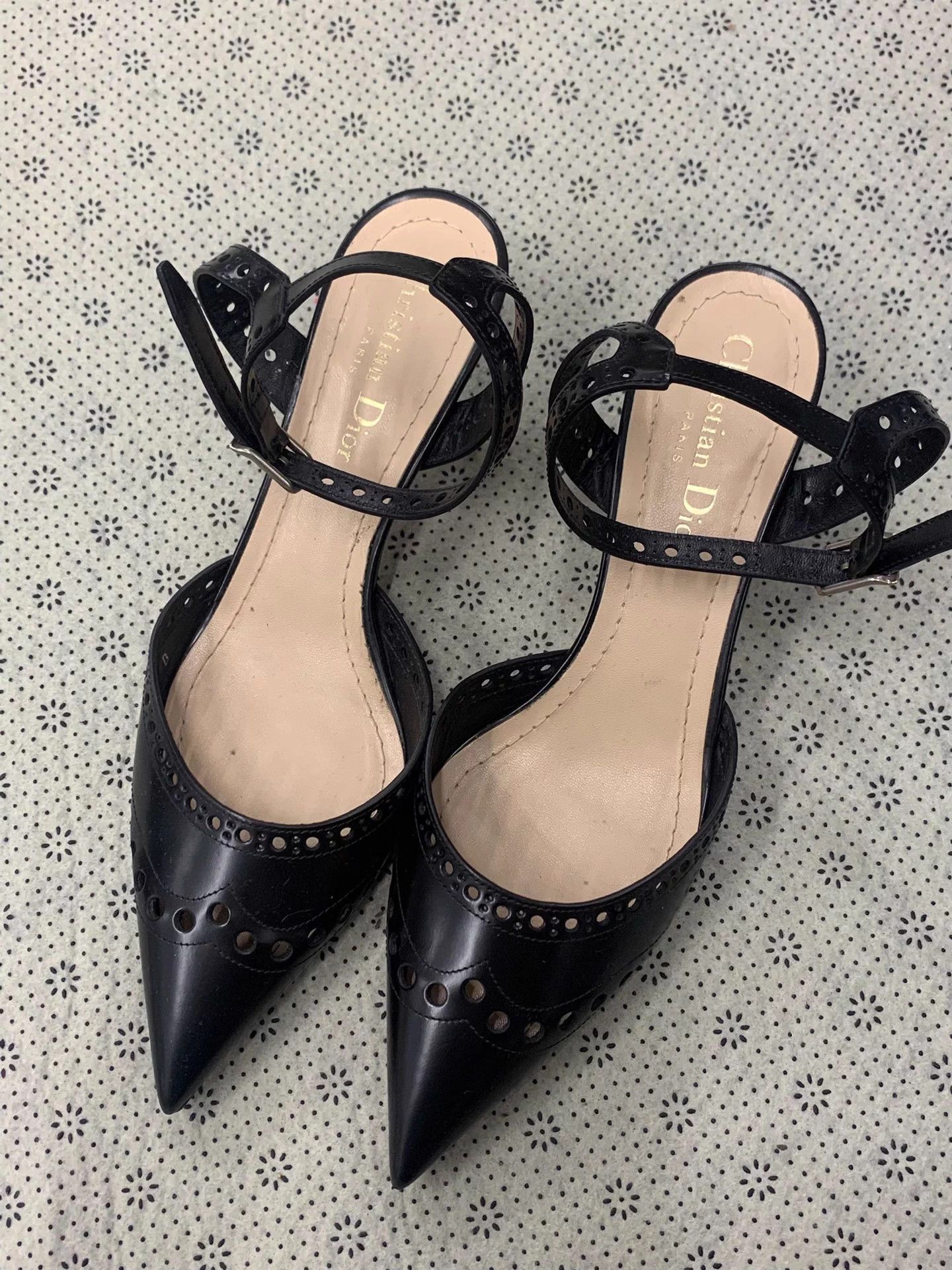 Dior Dior pointed toe cutout block heel pumps black size 37 Size US 6 / IT 36 - 1 Thumbnail