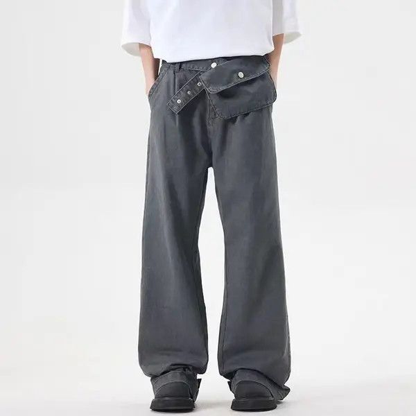 Japanese Brand VIBE Washed Cargo Pocket Belt Straight Leg Jeans Size US 33 - 6 Thumbnail