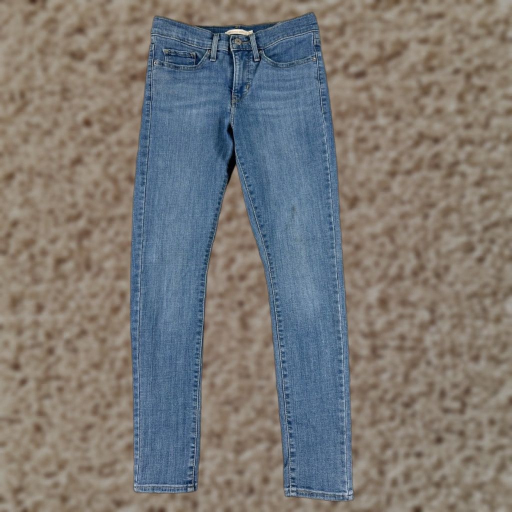 Levi's Levis Jeans Women 26 Blue Denim Skinny 26x29.5 Regular 5-Pocket Distressed Stretch Cotton Blend Denim Jeans Size 26" / US 2 / IT 38 - 1 Thumbnail