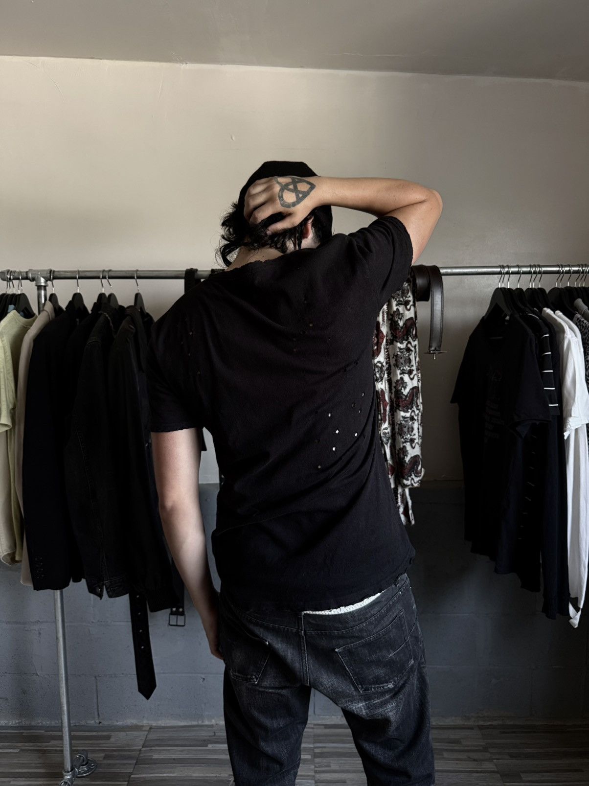 Pre-owned Balmain Ss11 Distressed Bullet Tee - Christophe Decarnin In Black