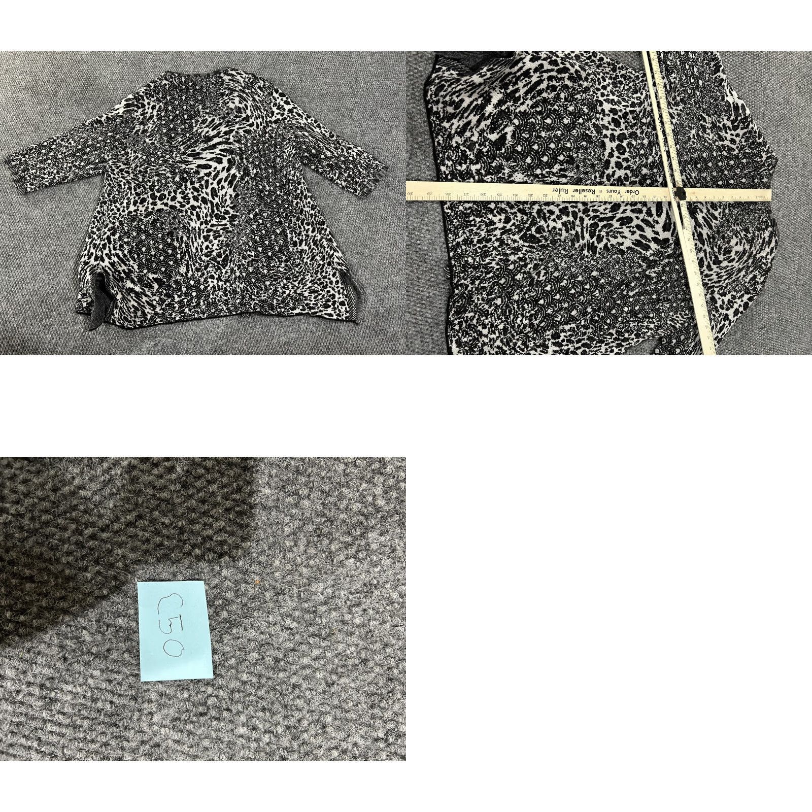 Vintage Chicos Easywear Cardigan Sweater Open Front 3/4 Sleeve Black White Leopard Animal Print Womens XL Cardigan Size XS / US 0-2 / IT 36-38 - 8 Thumbnail
