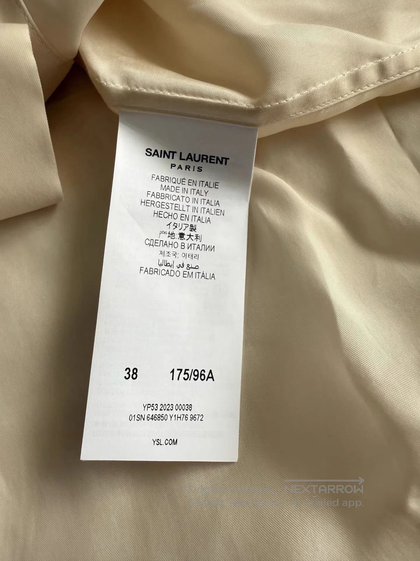Saint Laurent Paris Beige Long Sleeve Button-Up Shirt Size M. Size US M / EU 48-50 / 2 - 6 Thumbnail