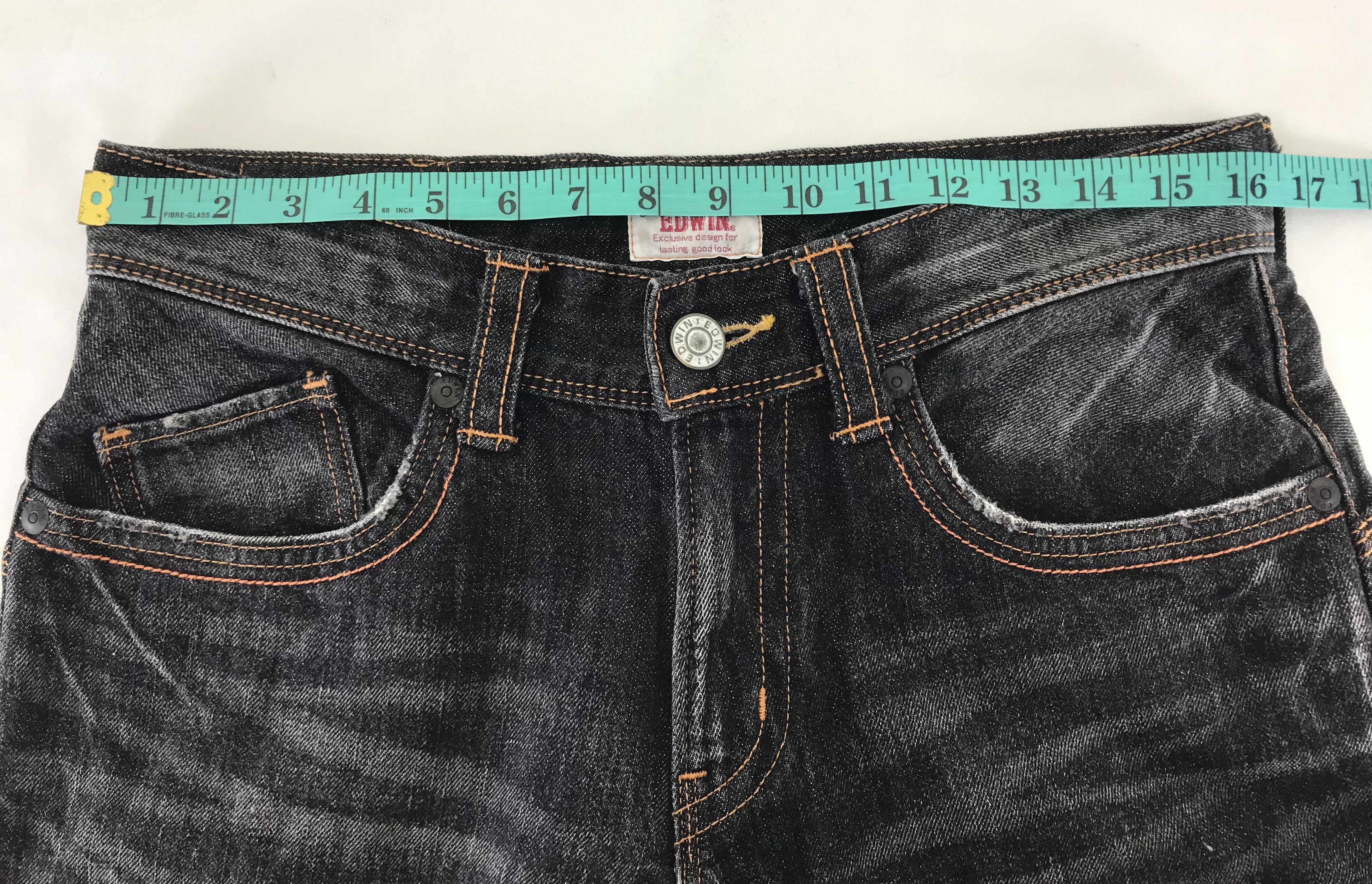 Edwin Vintage Edwin XV Buckle Back Faded Black Flare Jeans Size US 31 - 14 Thumbnail