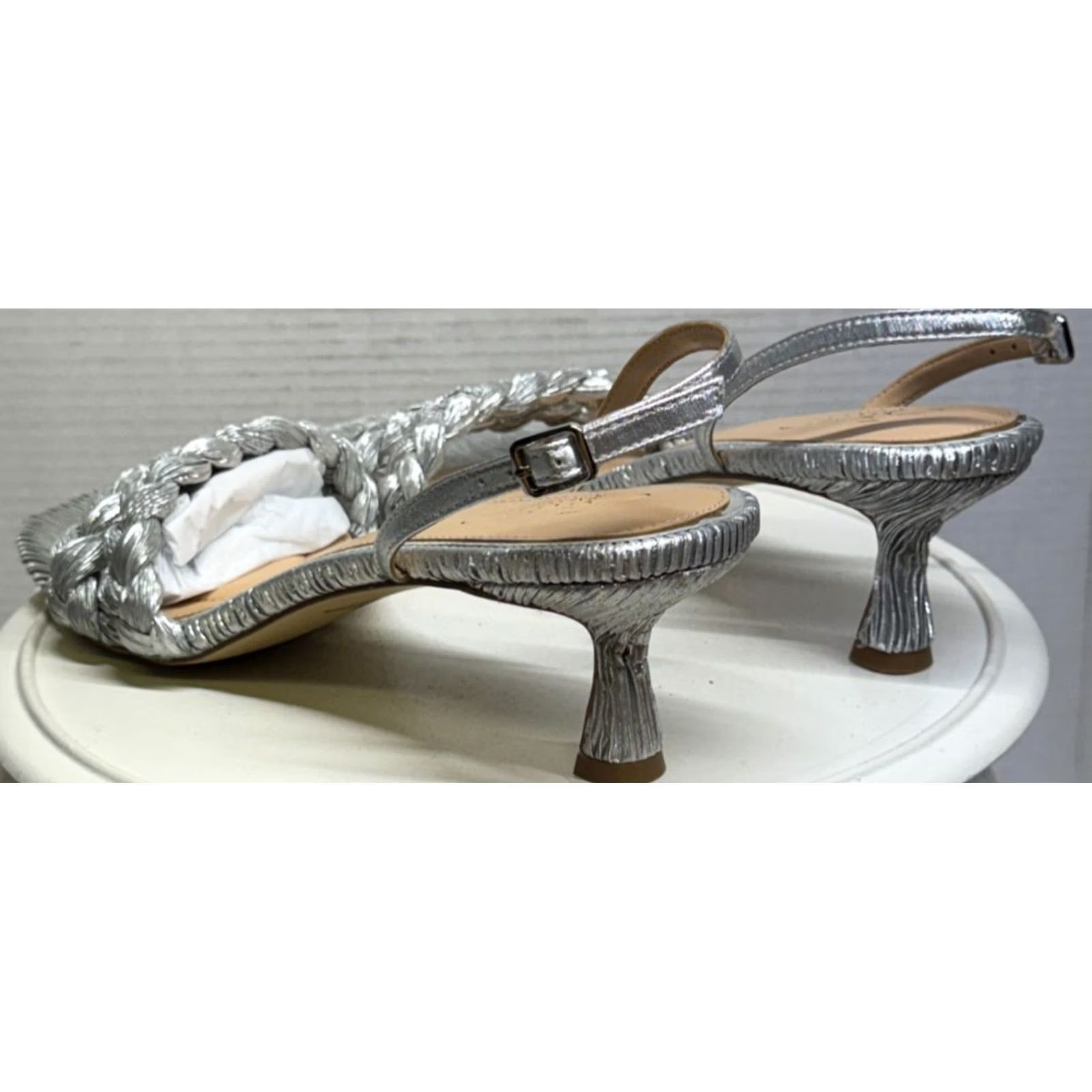 Badgley Mischka Badgley Mischka Jewel Sharon Slingback Sandal Kitten Silver Strap Women 11 NEW Size US 11 / IT 41 - 7 Thumbnail