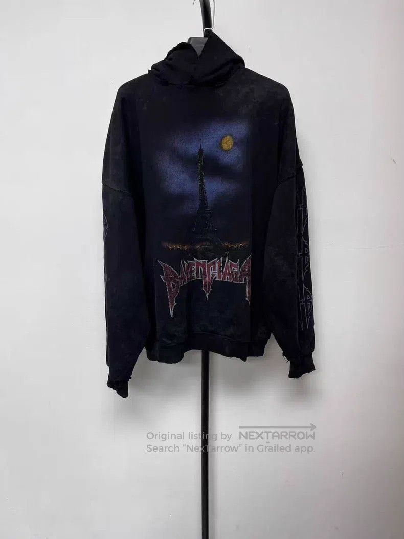 Balenciaga Balenciaga Solid Color Hooded Pleated Long Sleeve Sweatshi Size US S / EU 44-46 / 1 - 1 Thumbnail
