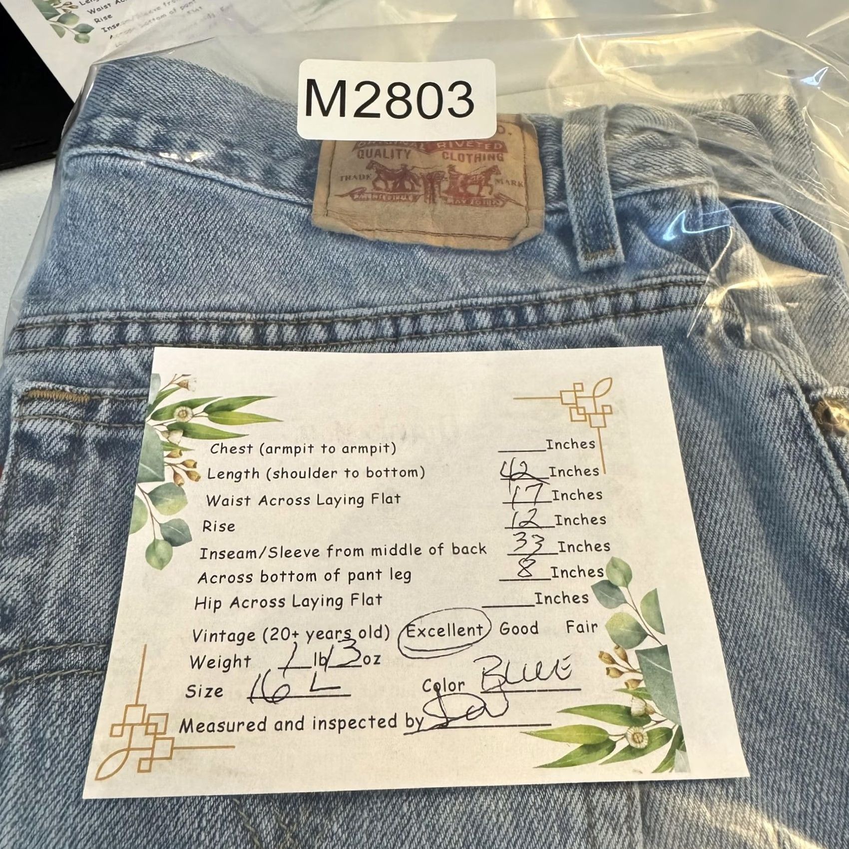 Levi's VINTAGE Levi's 550 Jeans Womens 16 Long Blue Relaxed Tapered Leg Denim 00s Ladies Size 38" / US 16 / IT 52 - 7 Thumbnail