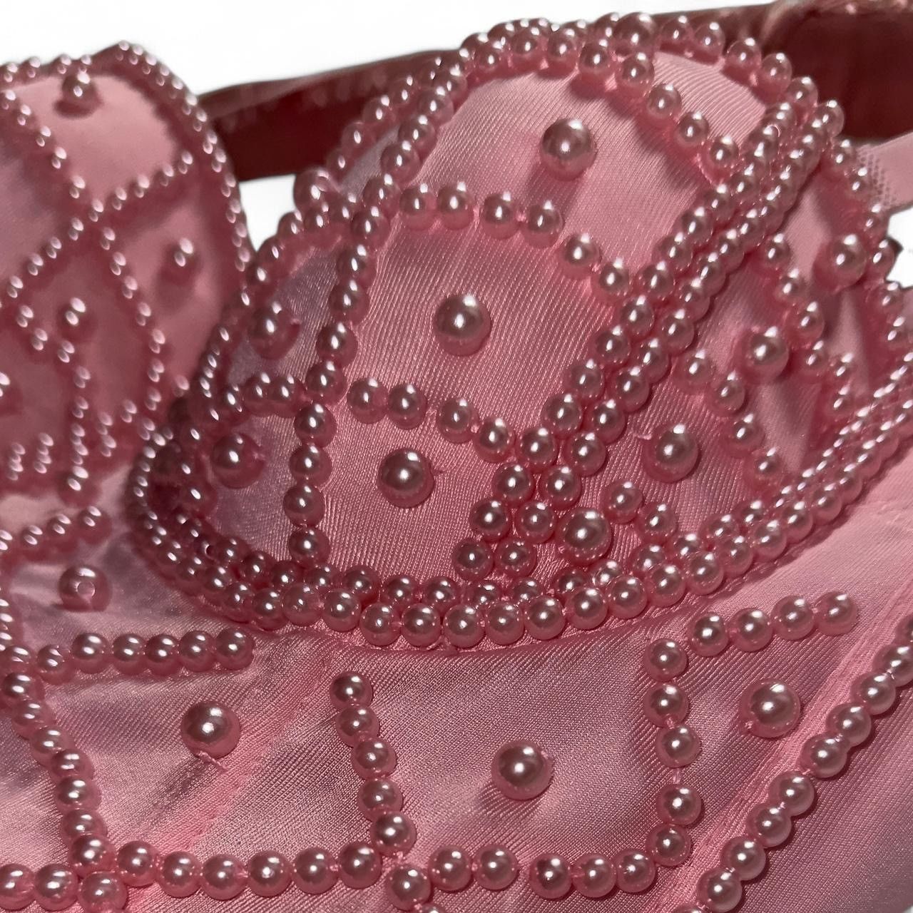 Vintage Pink Pearl beaded corset bustier top 36C Size ONE SIZE - 5 Thumbnail