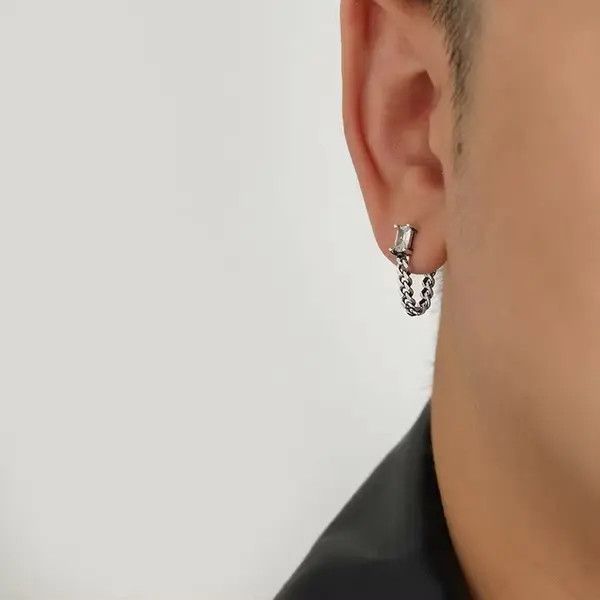 Sterling Silver 100%925 silver retro punk earrings Size ONE SIZE - 1 Thumbnail
