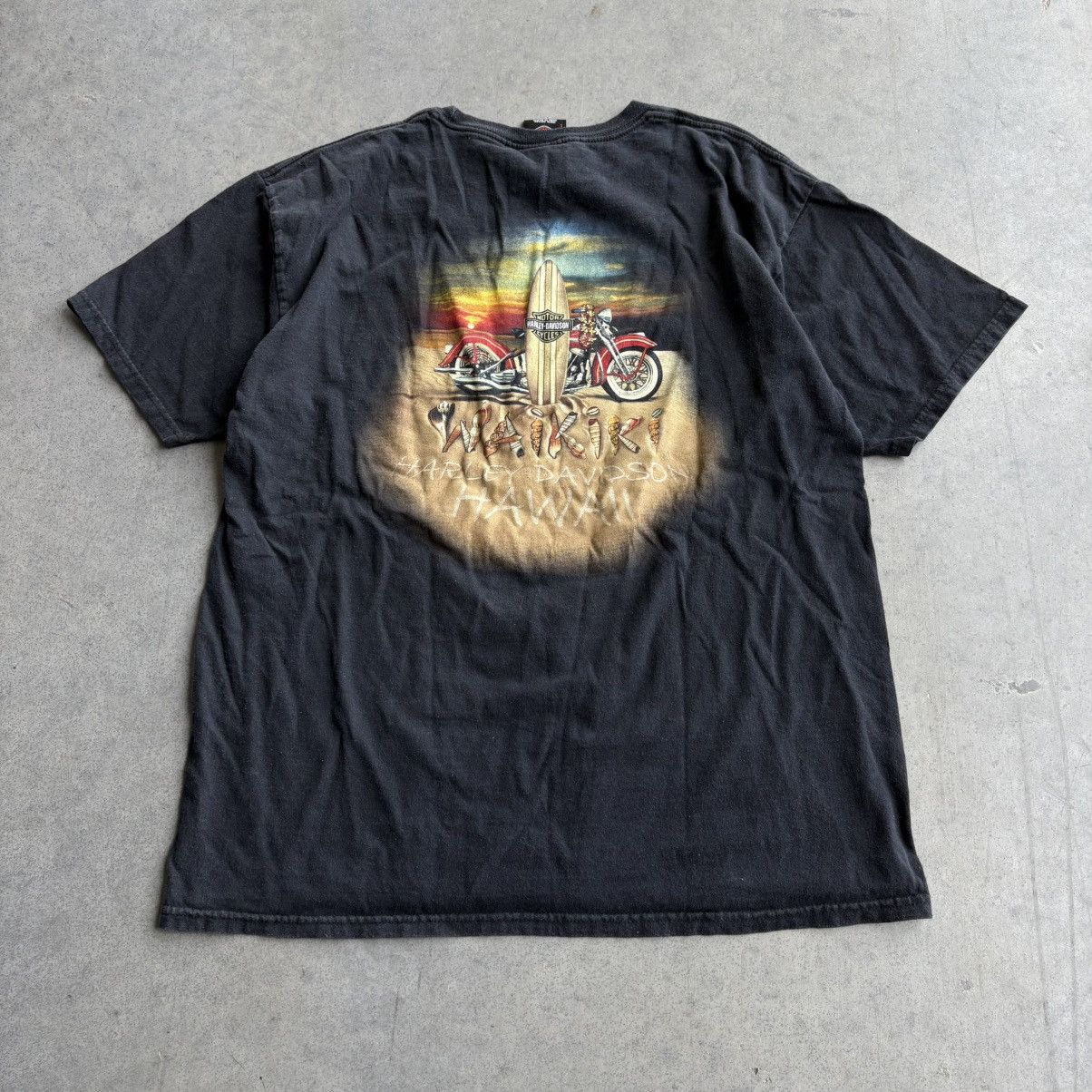 Harley Davidson × Vintage Vintage Harley Davidson Black Beach Shirt XL Motorcycle Tee Size US XL / EU 56 / 4 - 5 Thumbnail