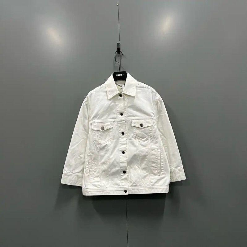 Fendi Fendi White Cotton Long Sleeve Jacket 0089 Size US M / EU 48-50 / 2 - 1 Thumbnail