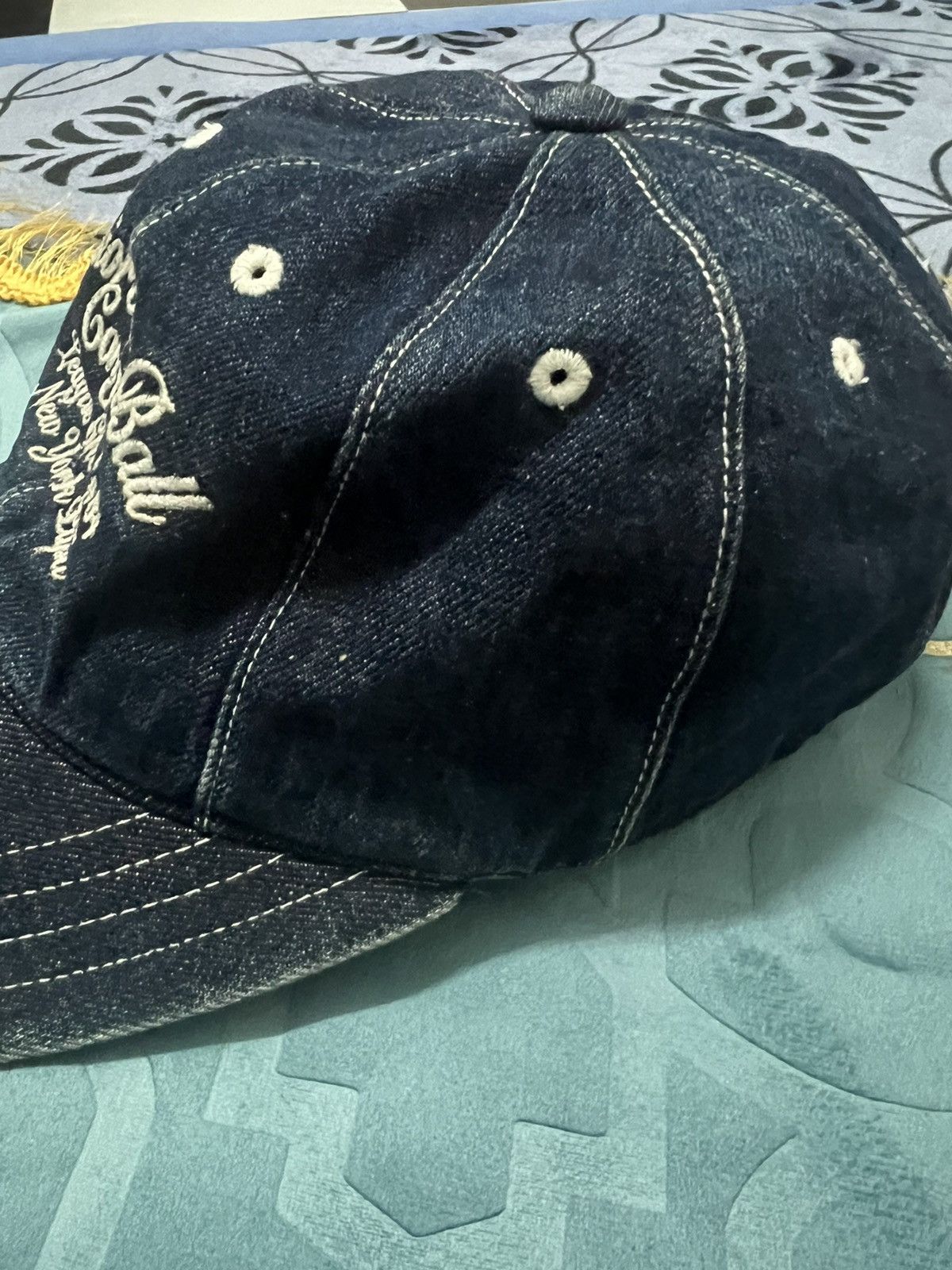 Vintage Base Ball Congress Cap Selvedge denim - 80’s New York Papa Size ONE SIZE - 4 Thumbnail