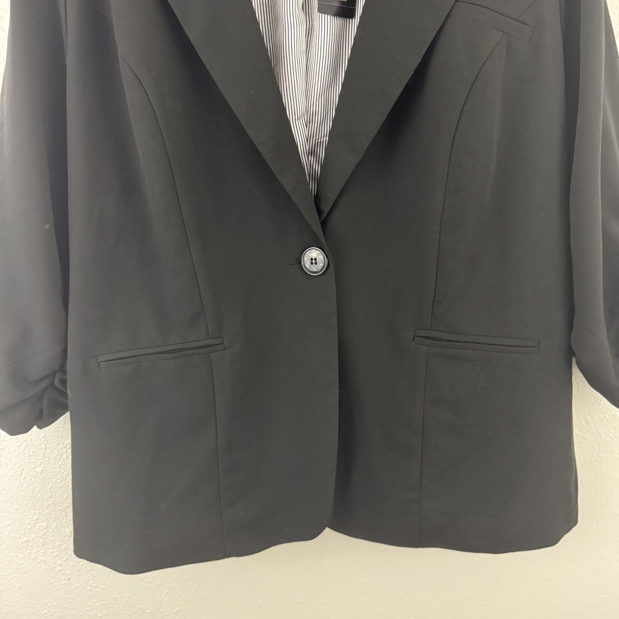 Torrid TORRID Black City Twill Classic Fit Plus Size Ruched Blazer Size XXL / US 16-18 / IT 52-54 - 7 Thumbnail