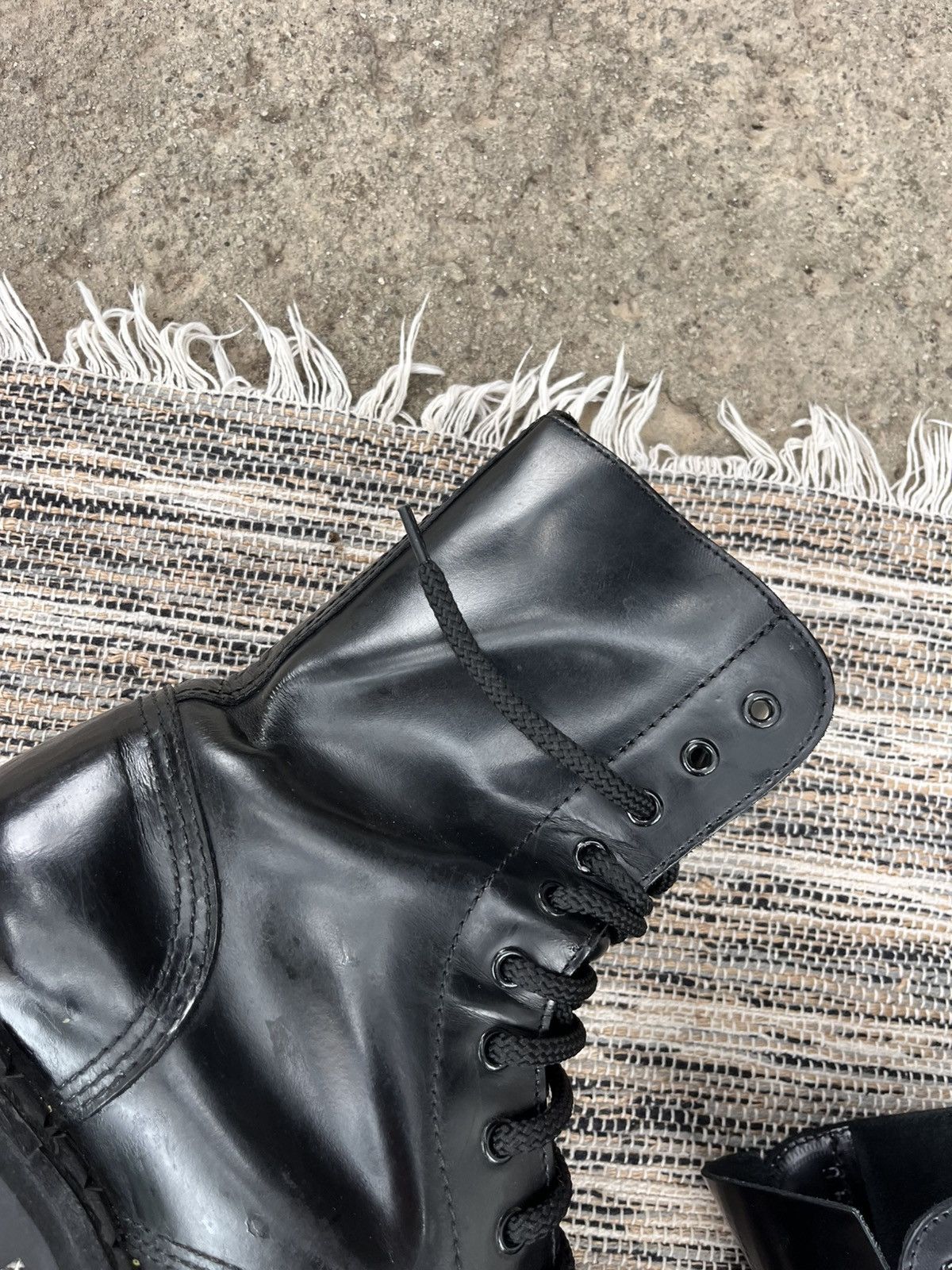 New Rock Vintage Steel Black Combat High Boots Military Biker Y2K Size US 10.5 / EU 43-44 - 12 Thumbnail