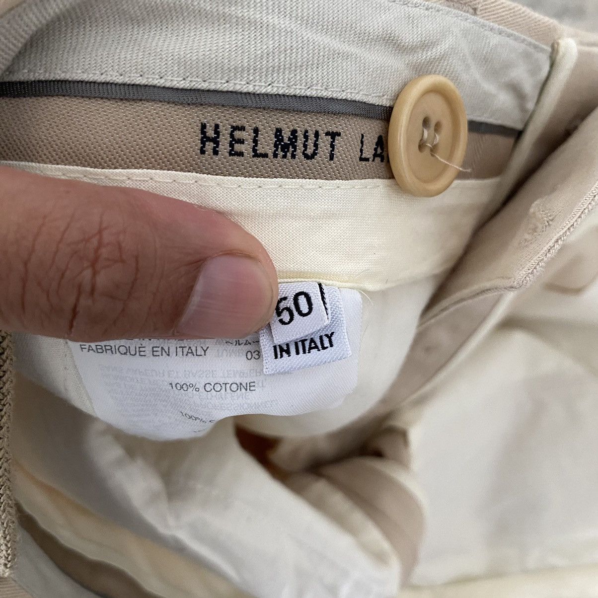 Helmut Lang Fall 2000’s Archive Helmut Lang Beige Tux Trouser Pants RTW Size US 34 / EU 50 - 19 Thumbnail