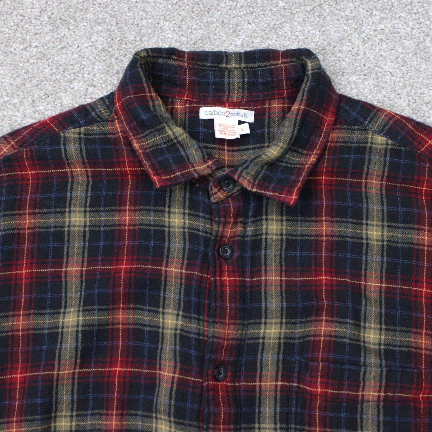 Carbon2Cobalt Carbon2Cobalt Shirt Mens Large Red/Yellow Plaid Flannel 100% Cotton Long Sleeve Size US L / EU 52-54 / 3 - 4 Thumbnail