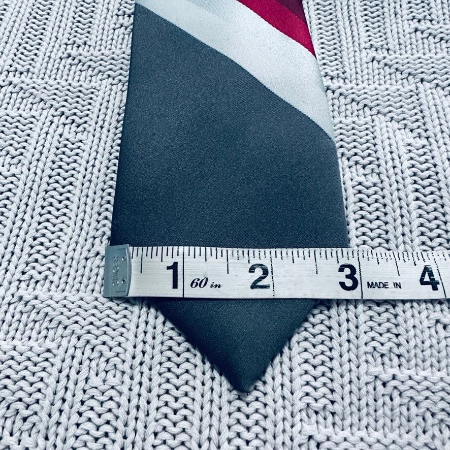 Oleg Cassini Vintage Oleg Cassini silver and maroon striped silk tie Size ONE SIZE - 5 Thumbnail