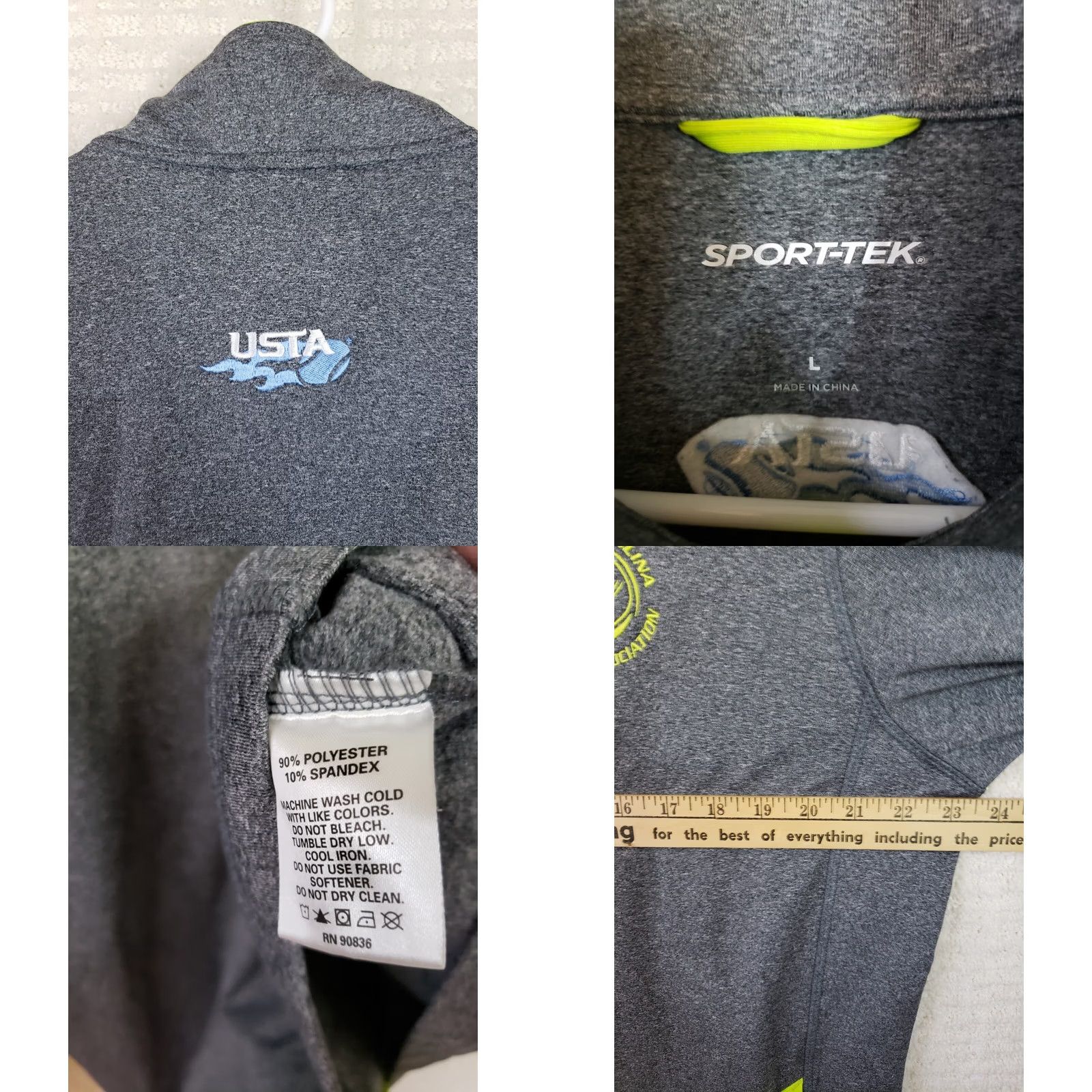 Vintage Sport-Tek Men’s L Gray Long Sleeve Full Zip Jacket Coastal Carolina Tennis USTA 1/4 Zip Mock Neck Athletic Jacket Heathered Size US L / EU 52-54 / 3 - 9 Thumbnail