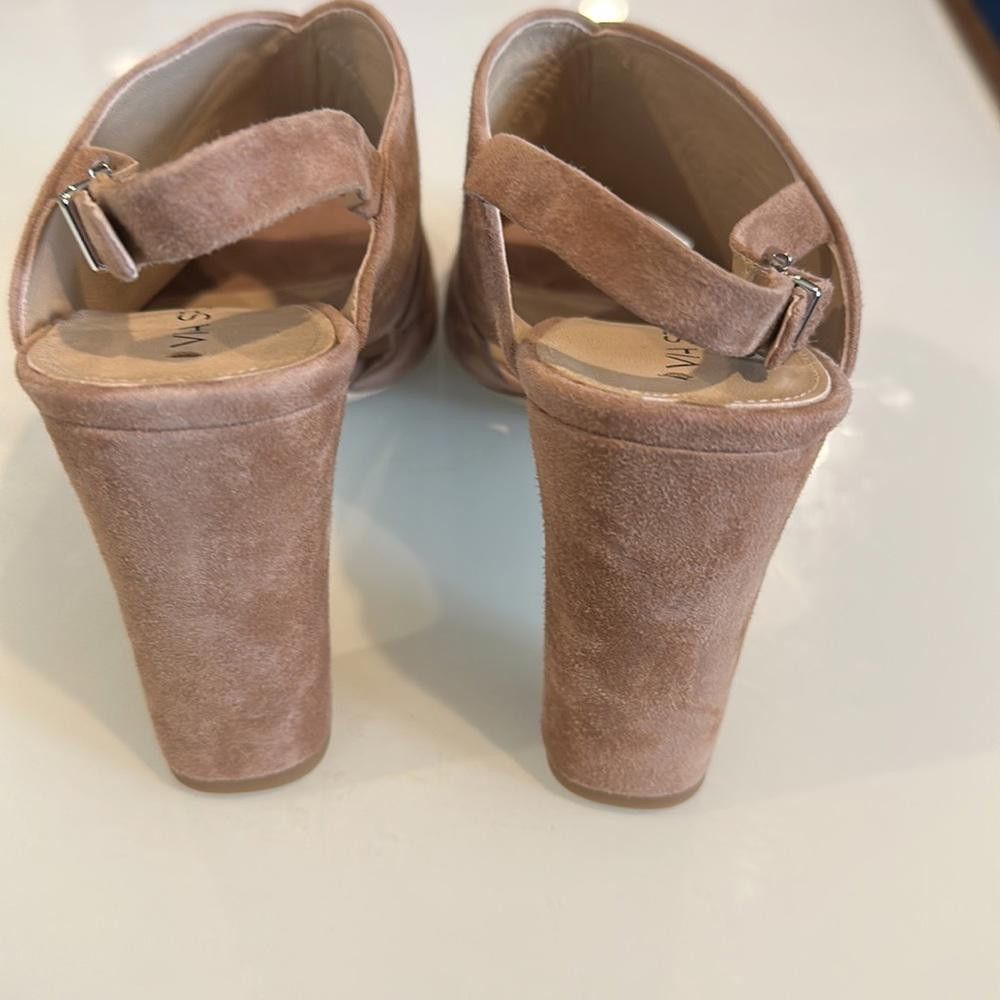 Designer Via Spiga Pink Beige Suede Chunky Heel Slingback Sandals 10 Size US 10 / IT 40 - 2 Thumbnail