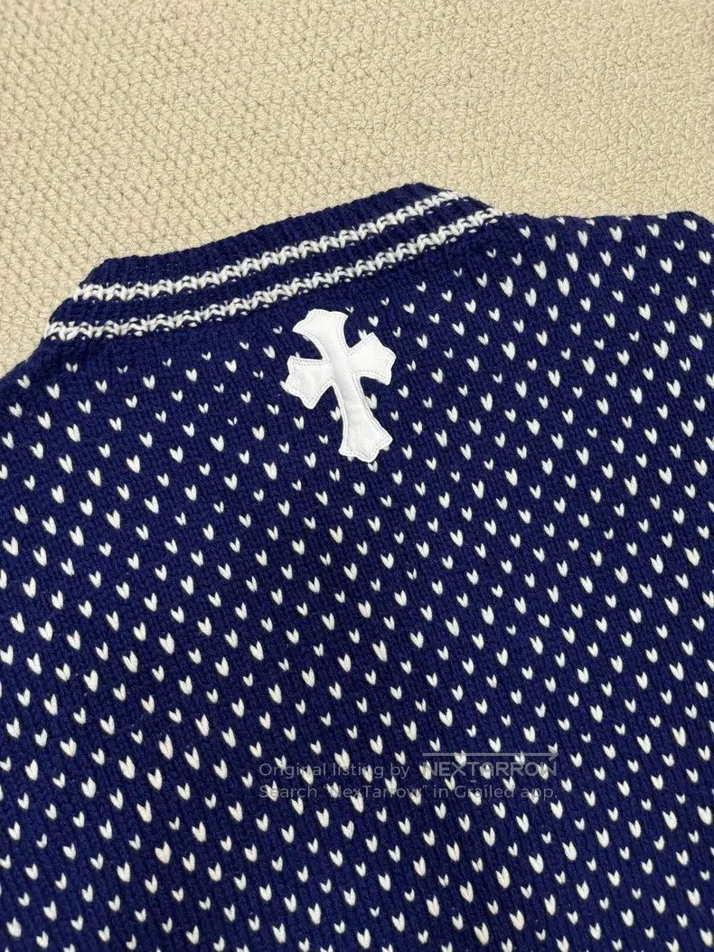 Chrome Hearts CHROME HEARTS Size os White and blue knitted sweater with c Size US S / EU 44-46 / 1 - 5 Thumbnail