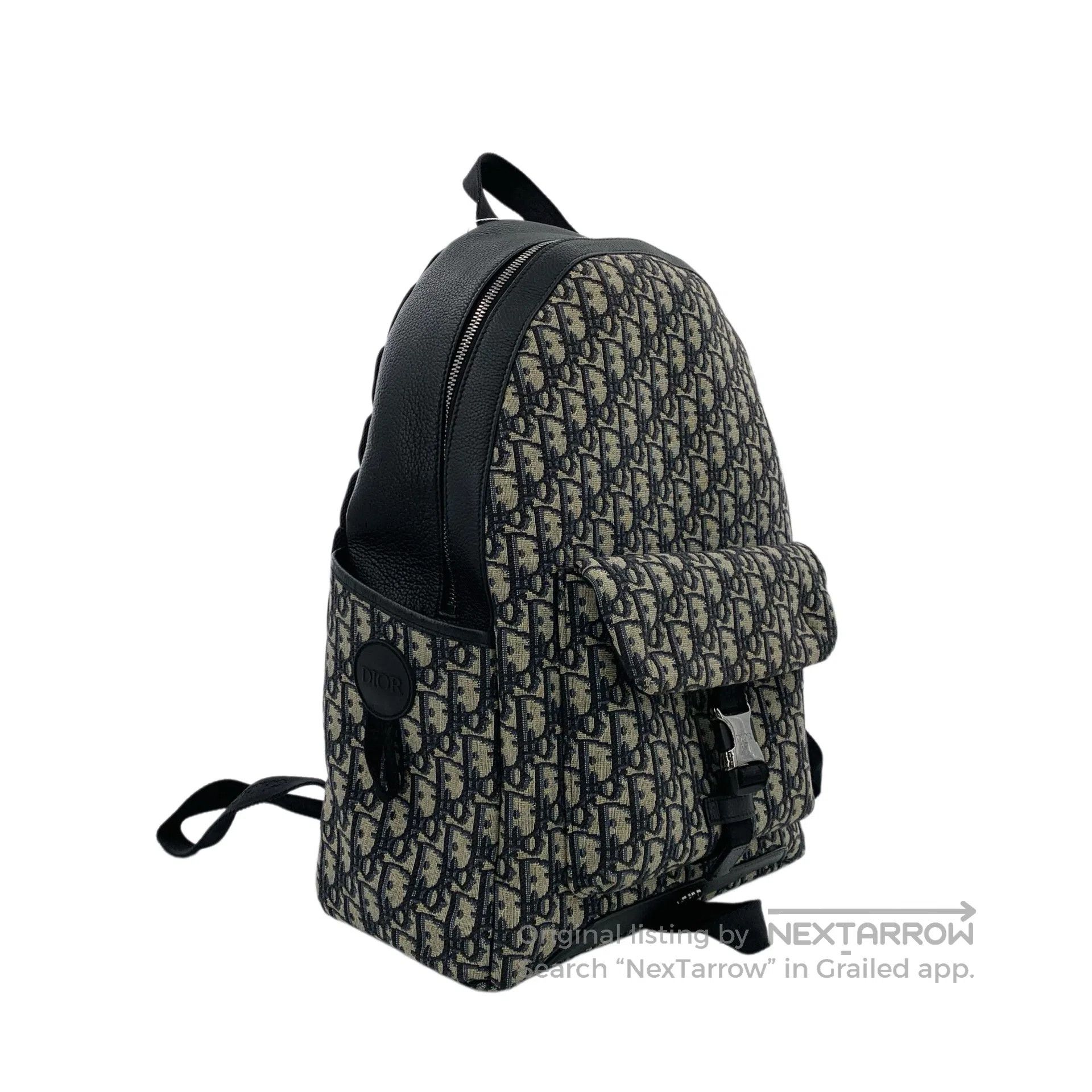 Dior Dior Color-Blocked Logo Jacquard Full-Print Cowhide Backpa Size ONE SIZE - 3 Thumbnail