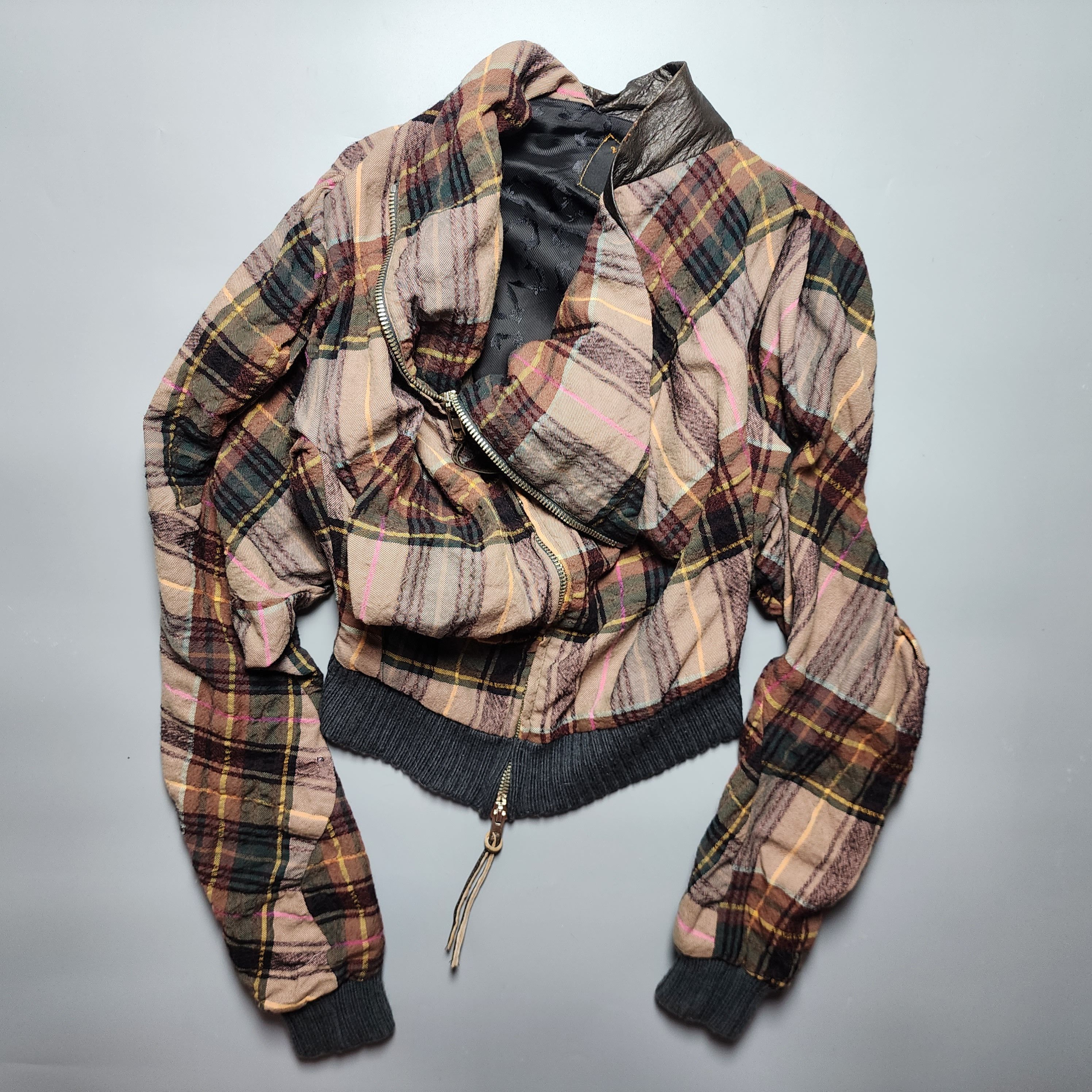 image of Vivienne Westwood Anglomania - Asymmetrical Wool Tartan Bomber Jacket, Women's (Size Small)