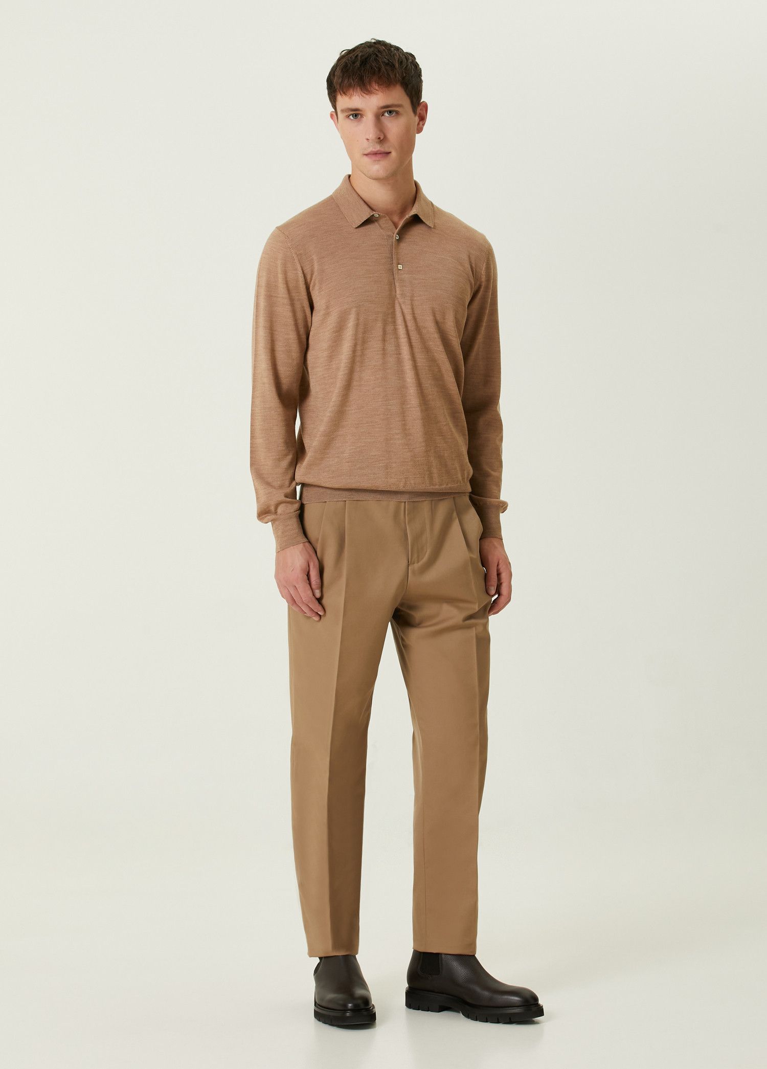 Lardini LARDINI tobacco brown wool polo sweater 54 / XXL Italy Size US XXL / EU 58 / 5 - 4 Thumbnail