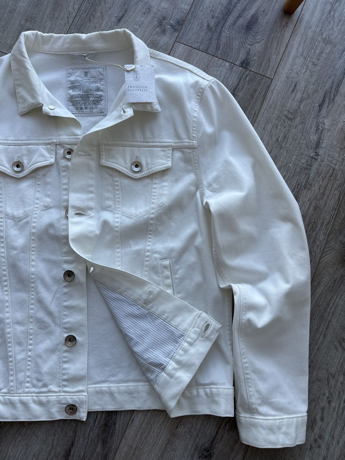 Brunello Cucinelli Brunello Cucinelli Denim Jacket, White 50 IT Size US M / EU 48-50 / 2 - 8 Thumbnail