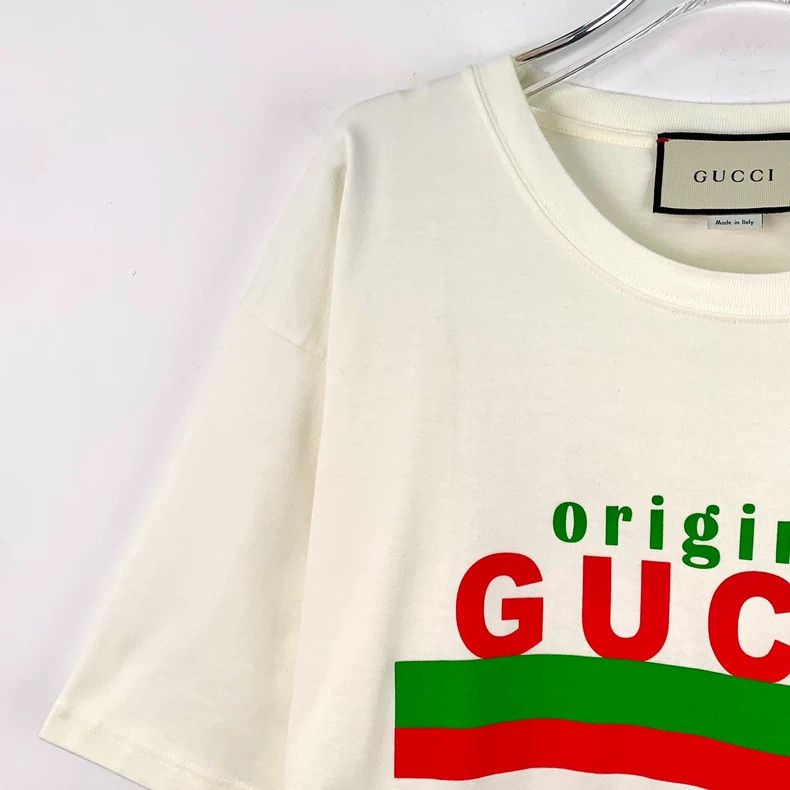 Gucci Gucci Beige striped letter print cotton round-neck short-s Size US L / EU 52-54 / 3 - 3 Thumbnail