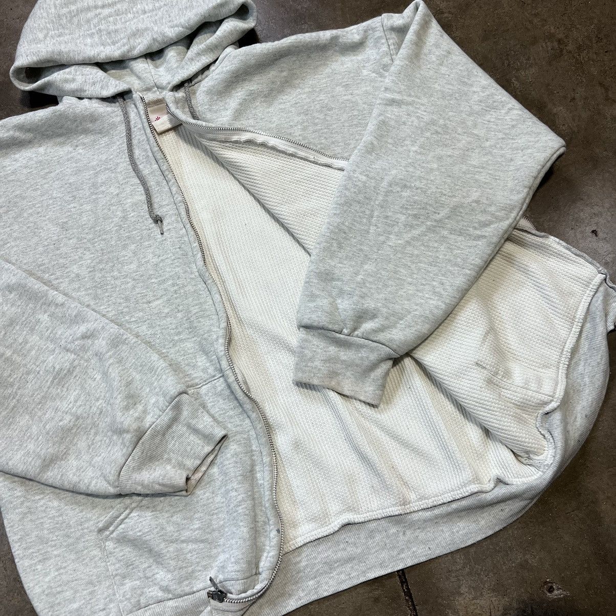 Vintage Vintage 80s Thermal Lined Zip Up Hoodie Boxy Double Layer Size US L / EU 52-54 / 3 - 7 Thumbnail