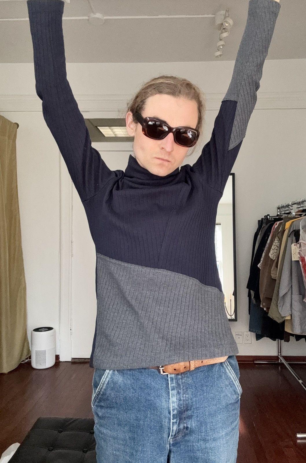 Yohji Yamamoto Y’S YOHJI YAMAMOTO AW2018 Pleated Asymmetric Mockneck Size US M / EU 48-50 / 2 - 16 Thumbnail