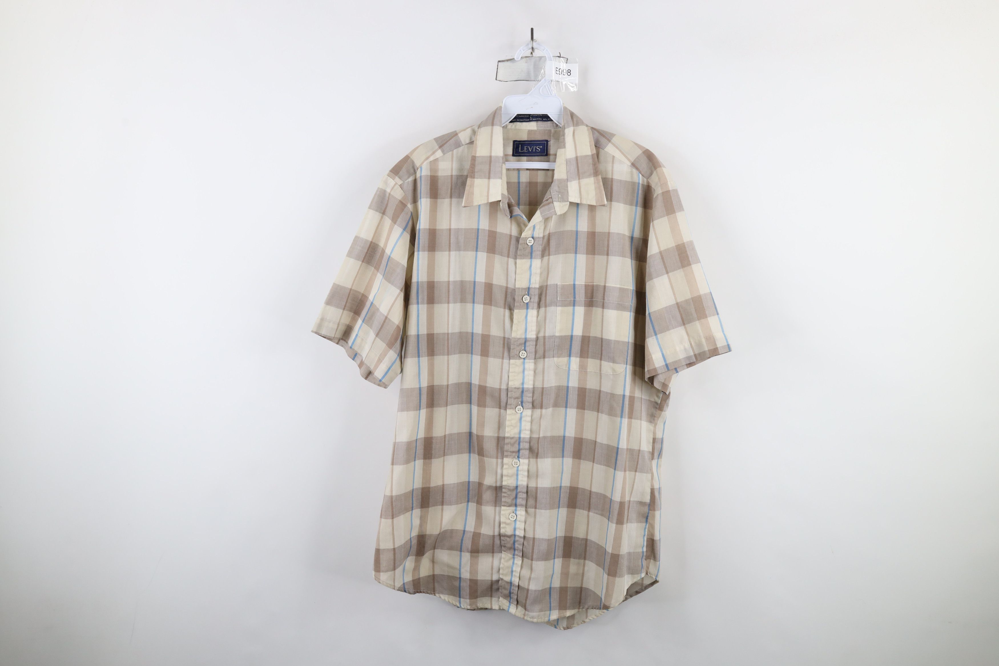 Levi's × Vintage Vintage 80s 90s Levis Short Sleeve Collared Button Shirt Size US L / EU 52-54 / 3 - 1 Thumbnail