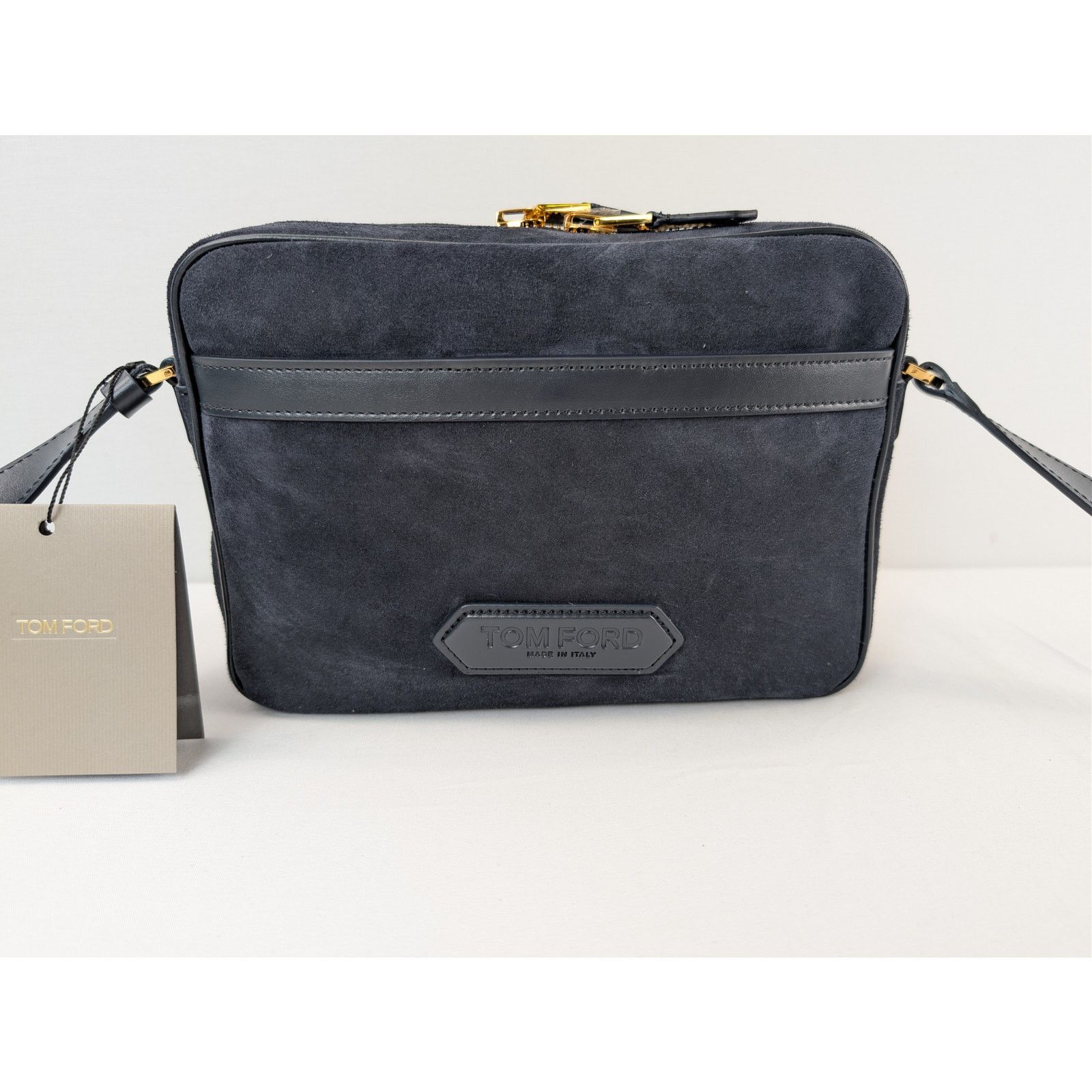 Tom Ford o1rshd1 Logo-Embossed Leather Messenger Bag in Navy Size ONE SIZE - 2 Thumbnail