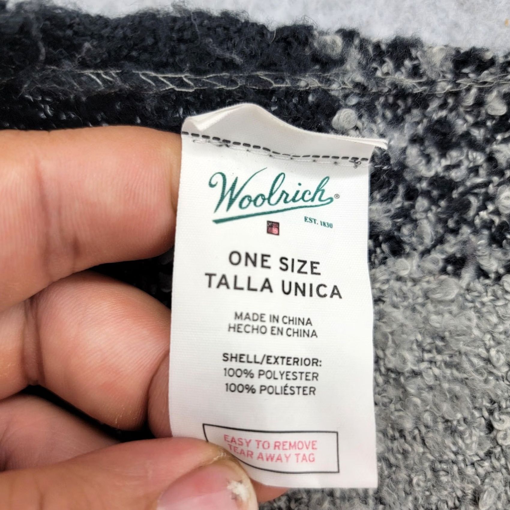 Vintage Woolrich Poncho Wrap Womens Size One Gray Black Plaid Fringe Shawl Size ONE SIZE - 3 Thumbnail