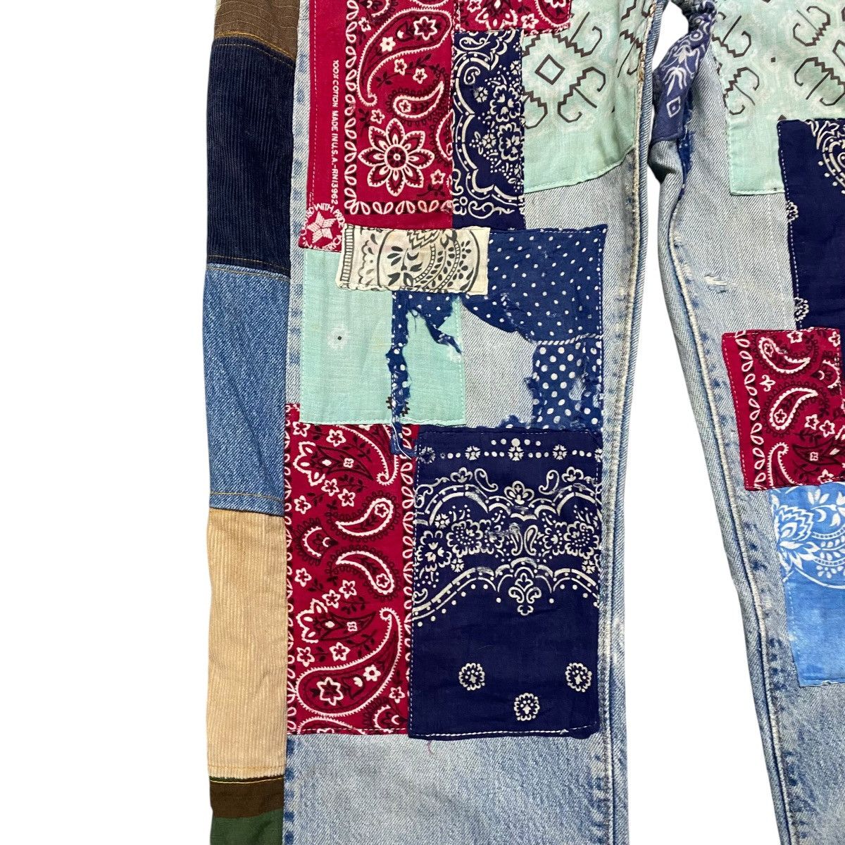 Levi's Vintage Levis 501 Redline Denim Patchwork Jeans Size US 33 - 6 Thumbnail