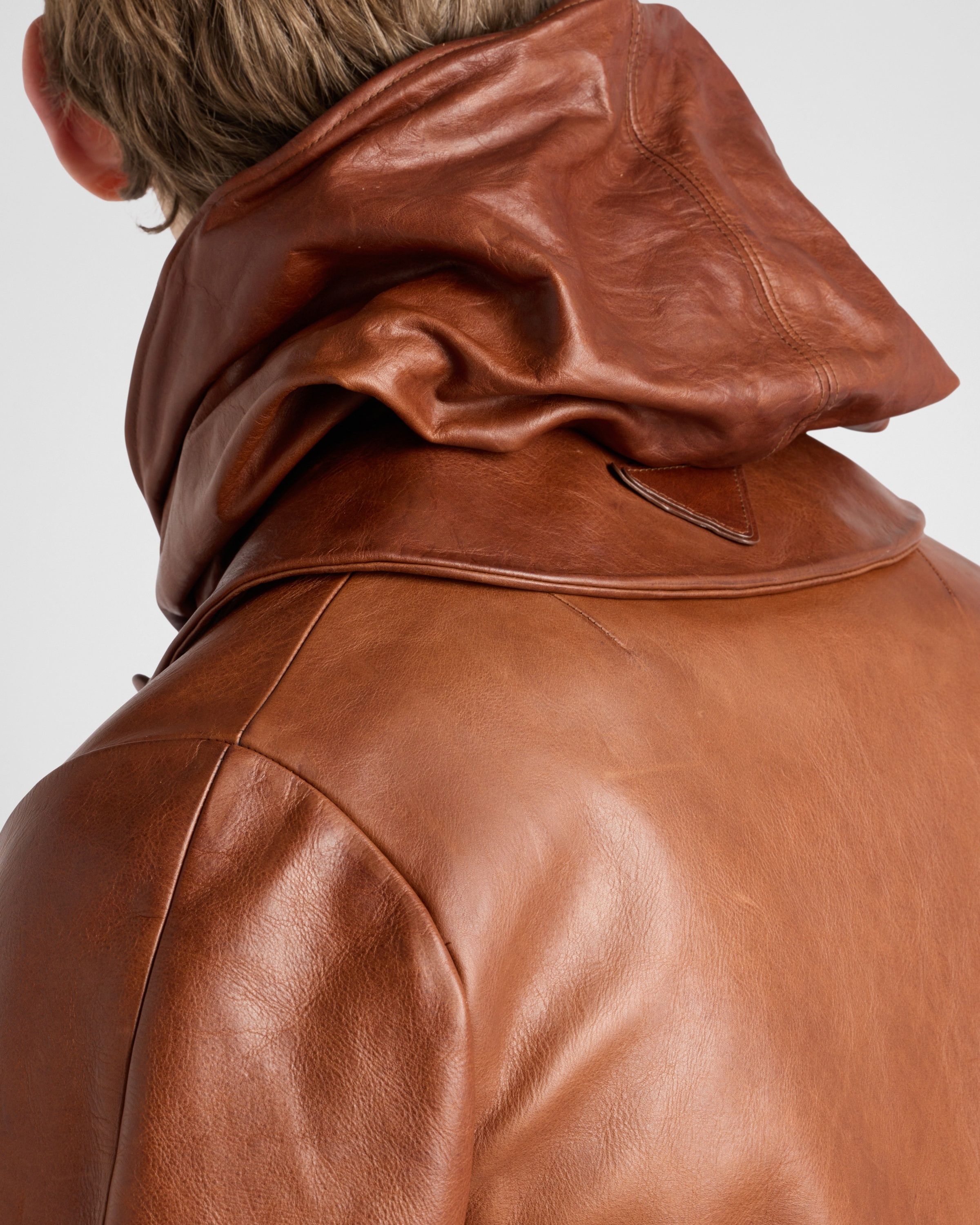 Prada o1bcso1str1025 Leather Vitello Blouson Jacket in Brown Size US M / EU 48-50 / 2 - 6 Thumbnail
