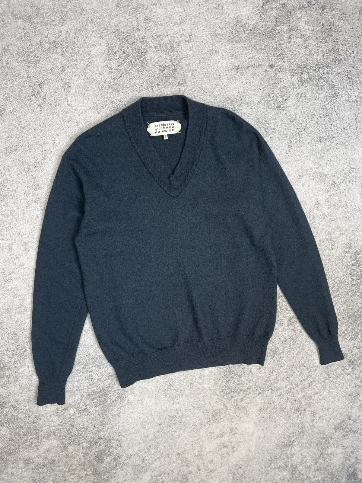 Maison Margiela Washed Wool V-Neck Sweater | Grailed