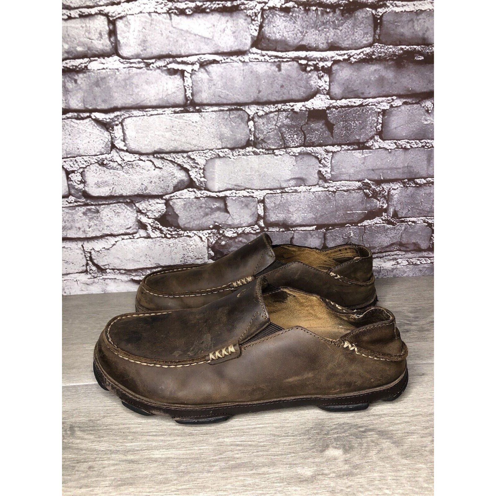 Olukai OluKai Moloa Brown Leather Casual Drop Heel Loafers Shoes Me Size US 10 / EU 43 - 1 Thumbnail