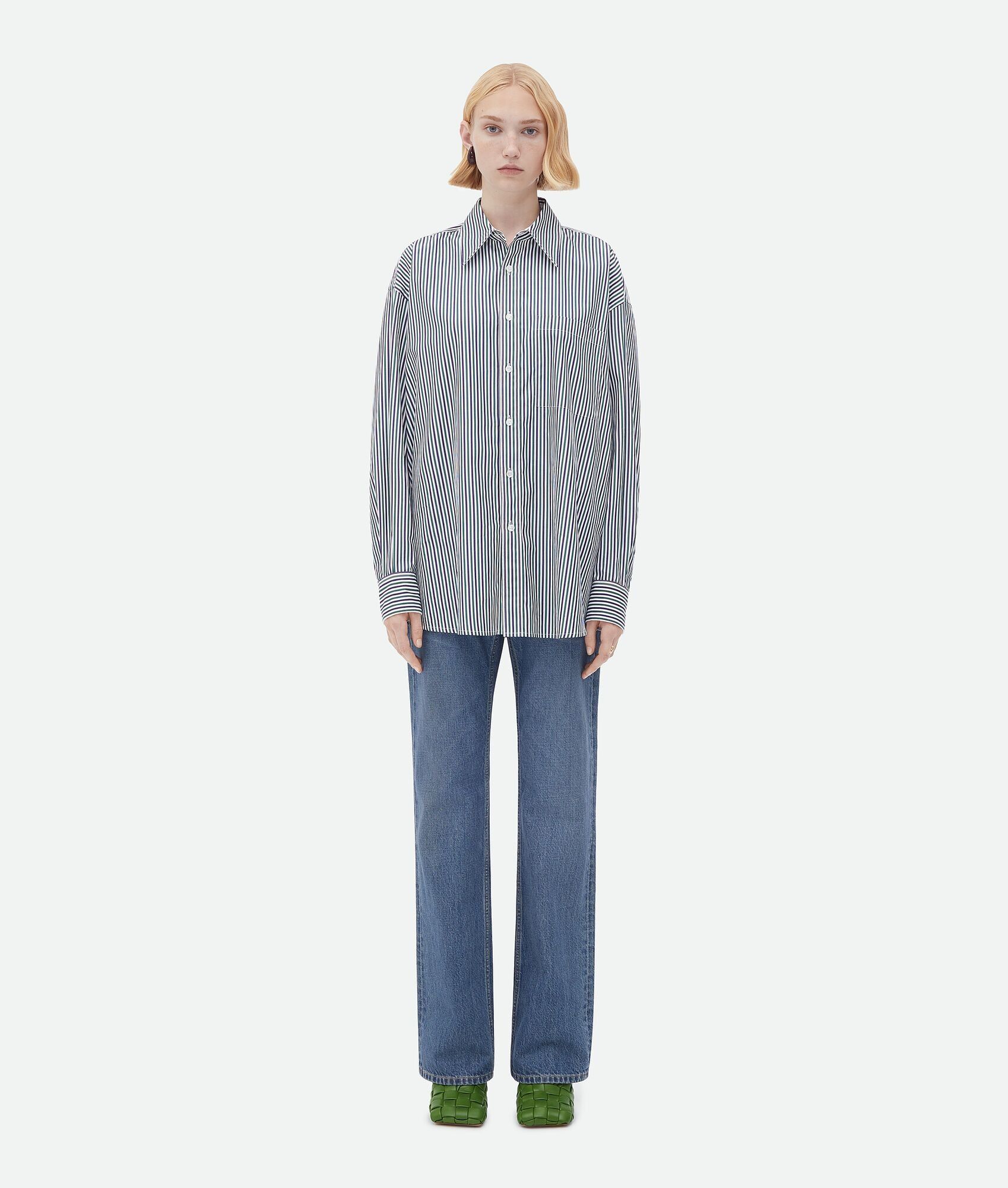 Bottega Veneta o1bcso1str0225 Striped Cotton Shirt in Multicolor Size M / US 6-8 / IT 42-44 - 1 Thumbnail