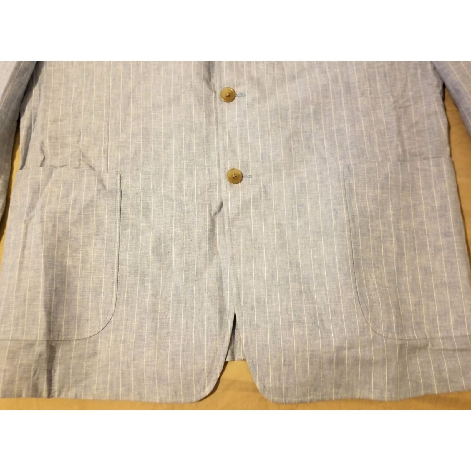 Vintage Alan Flusser XL Blue Linen Jacket Blazer Mens Size 46R - 3 Thumbnail