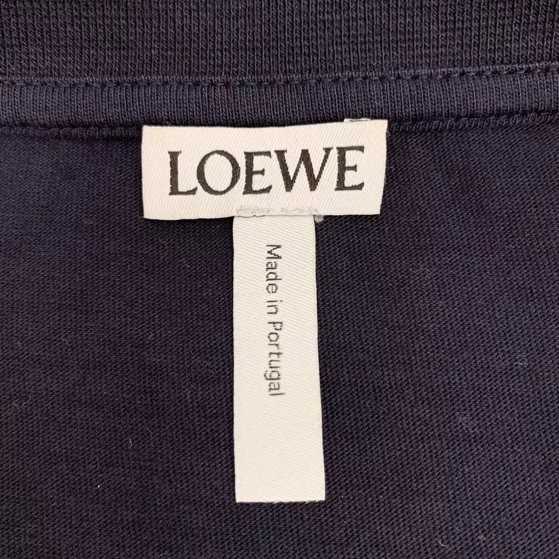 Loewe Loewe Dark blue logo embroidered cotton round neck short s Size L / US 10 / IT 46 - 5 Thumbnail